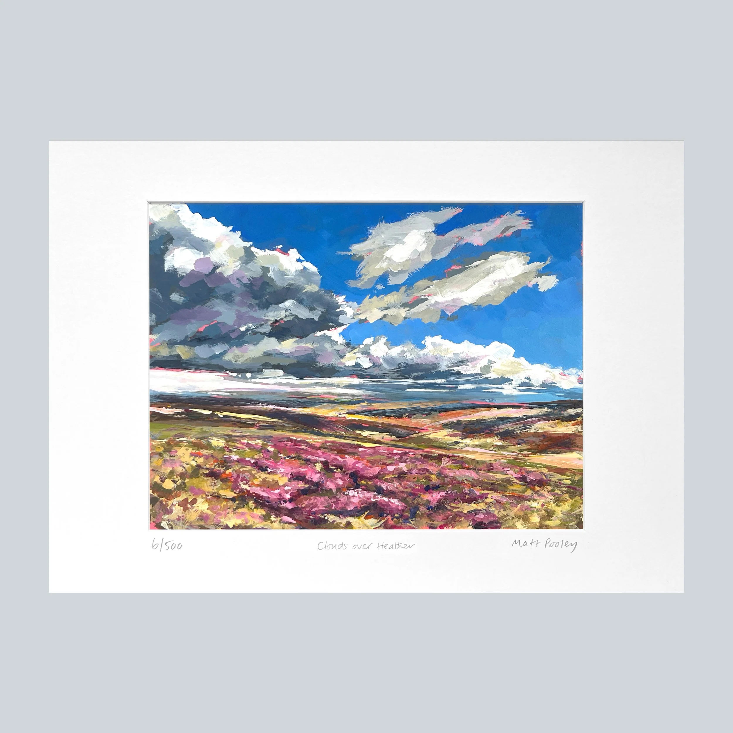 Clouds over Heather in Mount on Grey Square.jpg