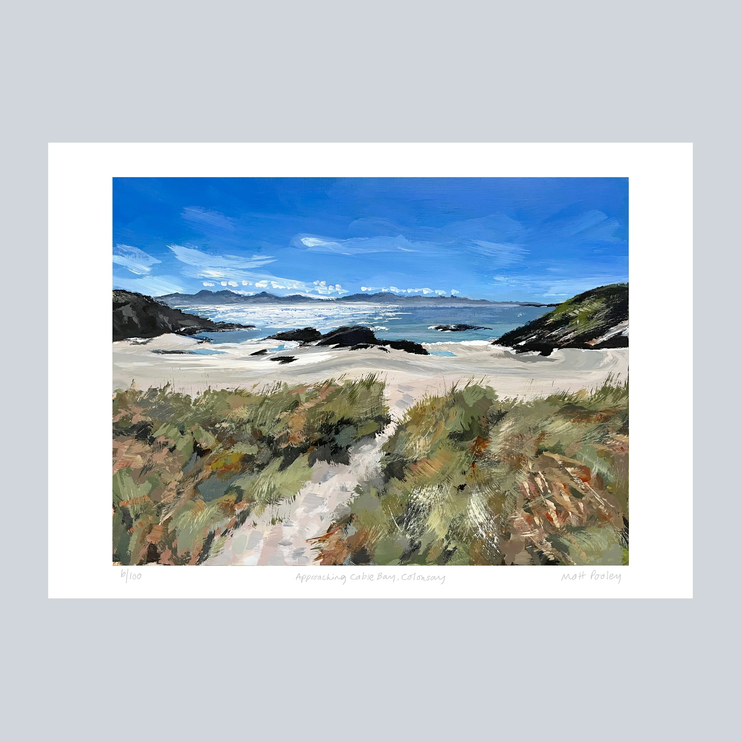Approaching Cable Bay, Colonsay Print on Grey Square.jpg