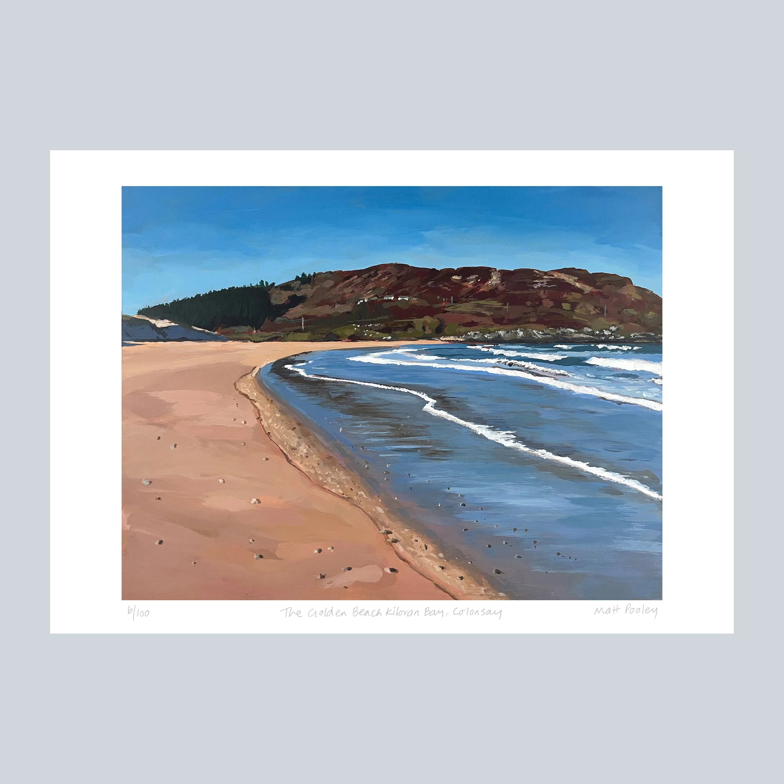 The Golden Beach Kiloran Bay, Colonsay Print on Grey Square.jpg