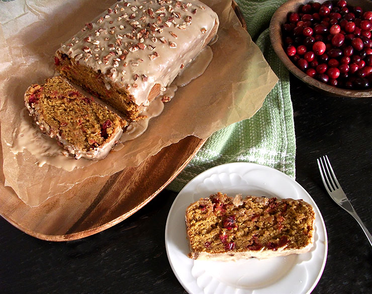 Maple Iced Pumpkin Cranberry Loaf