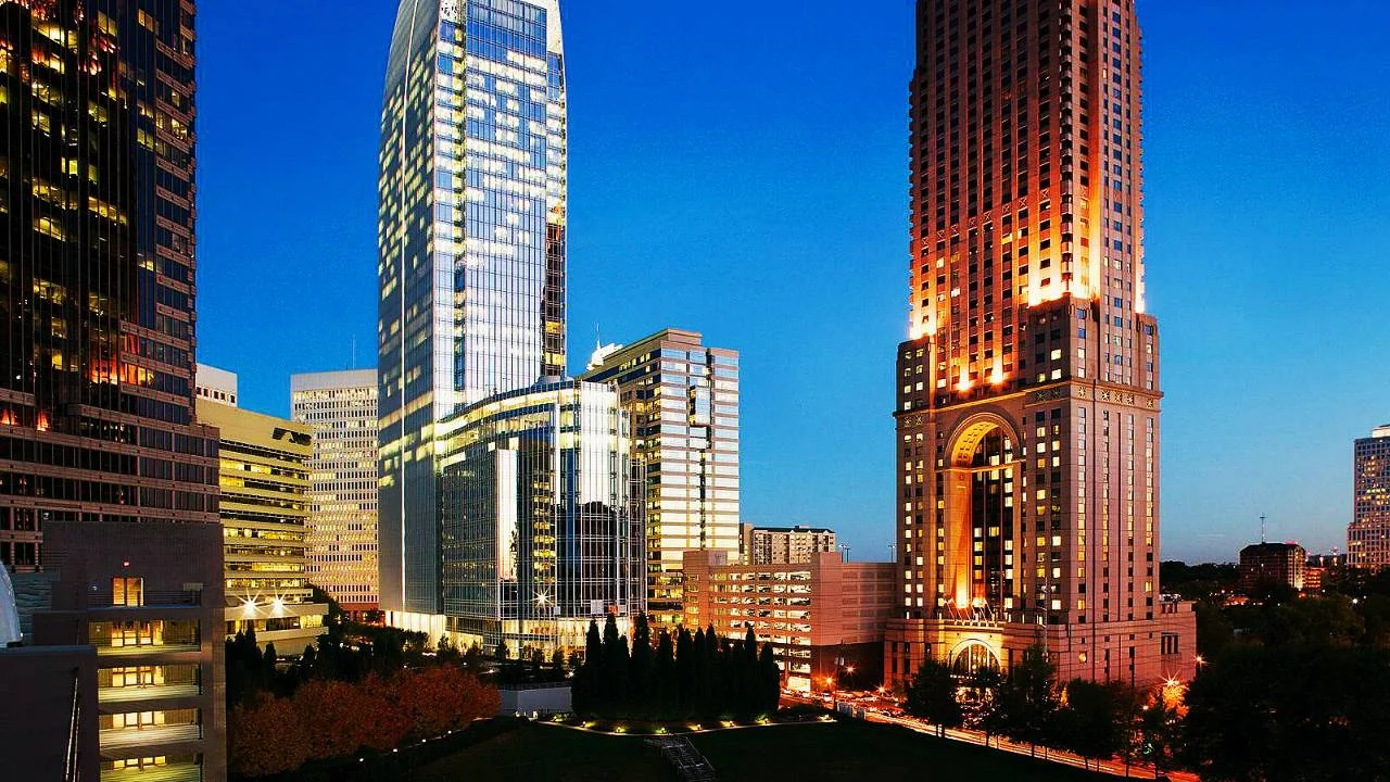 A shot of the hotel and Midtown at night.