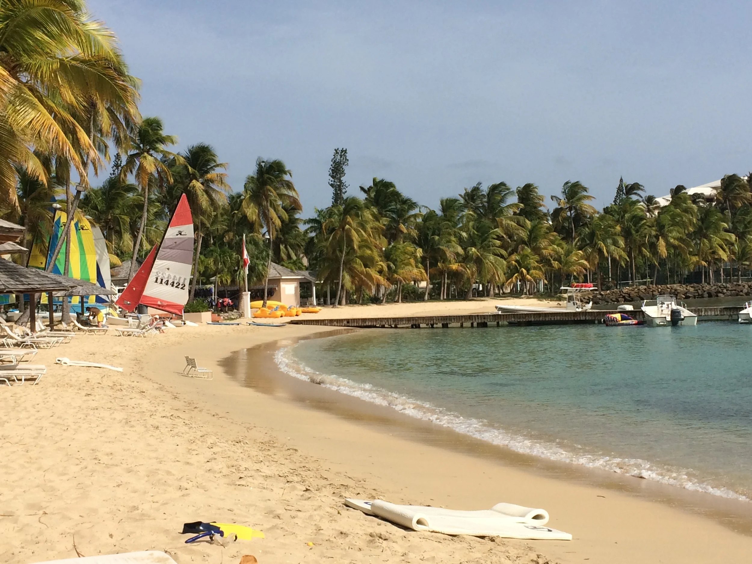 The bay at Curtain Bluff where I tried my hand at stand-up paddle boarding. 