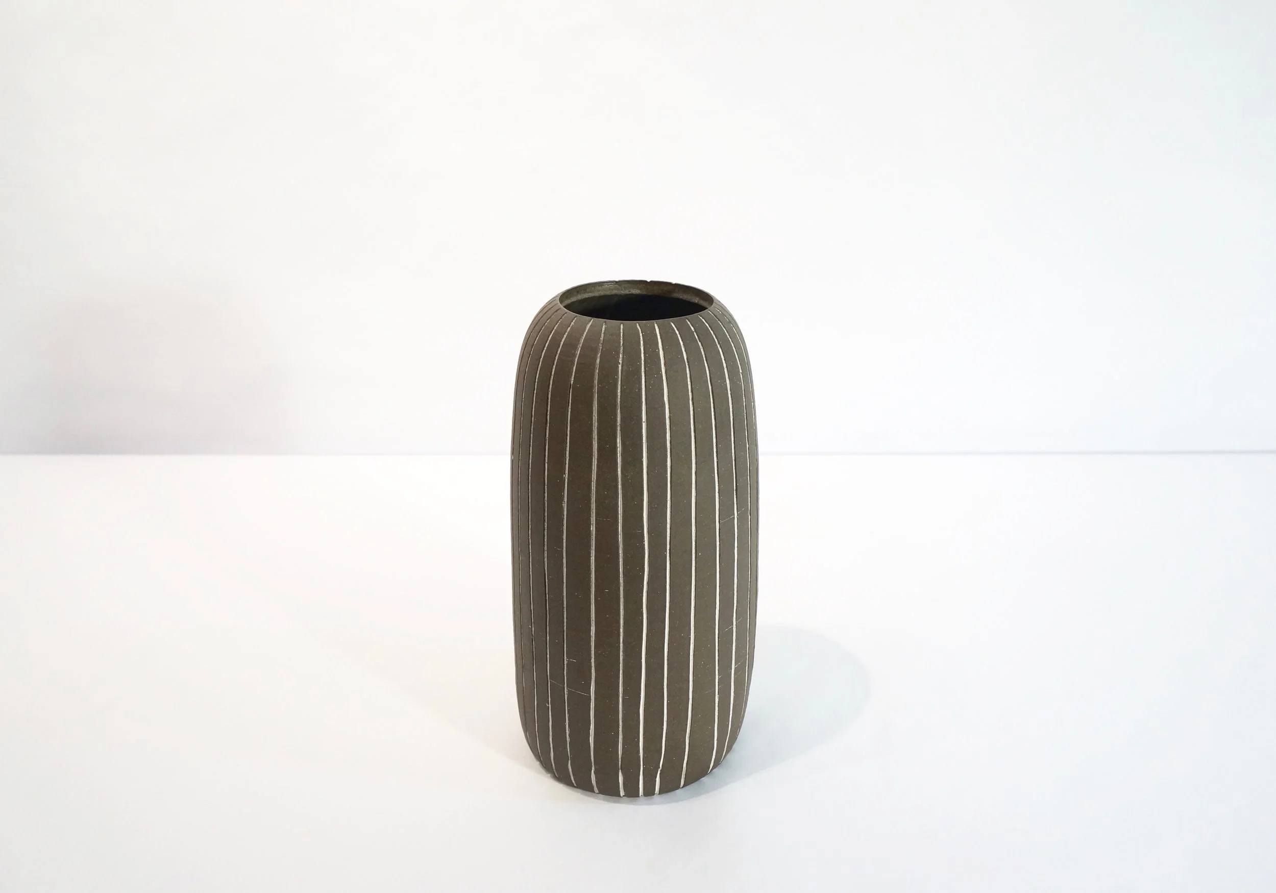 Dark Pen Striped Vase