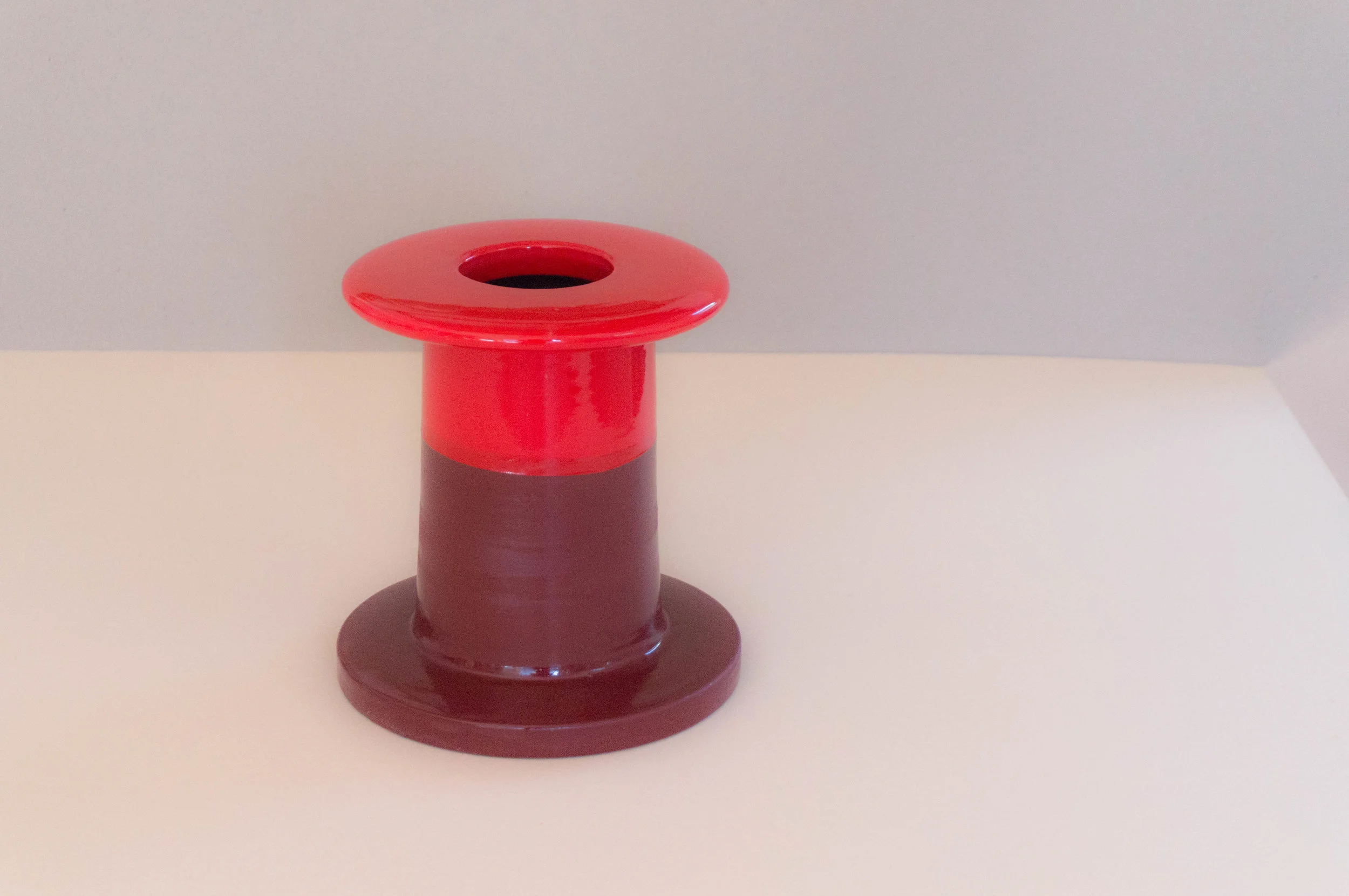 Short Red/Maroon Spool Vase