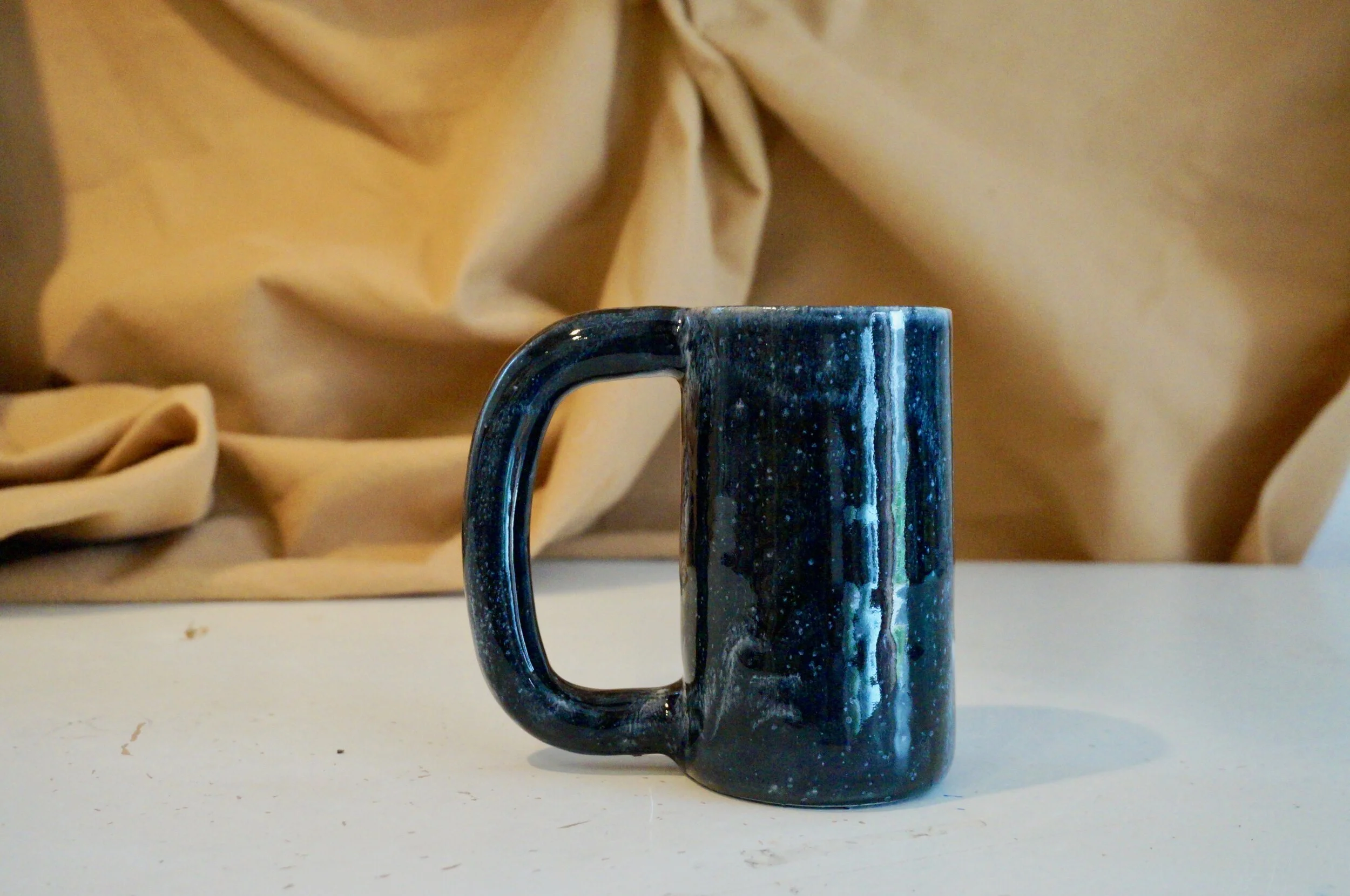 Tall Black and Grey Speckled Mug