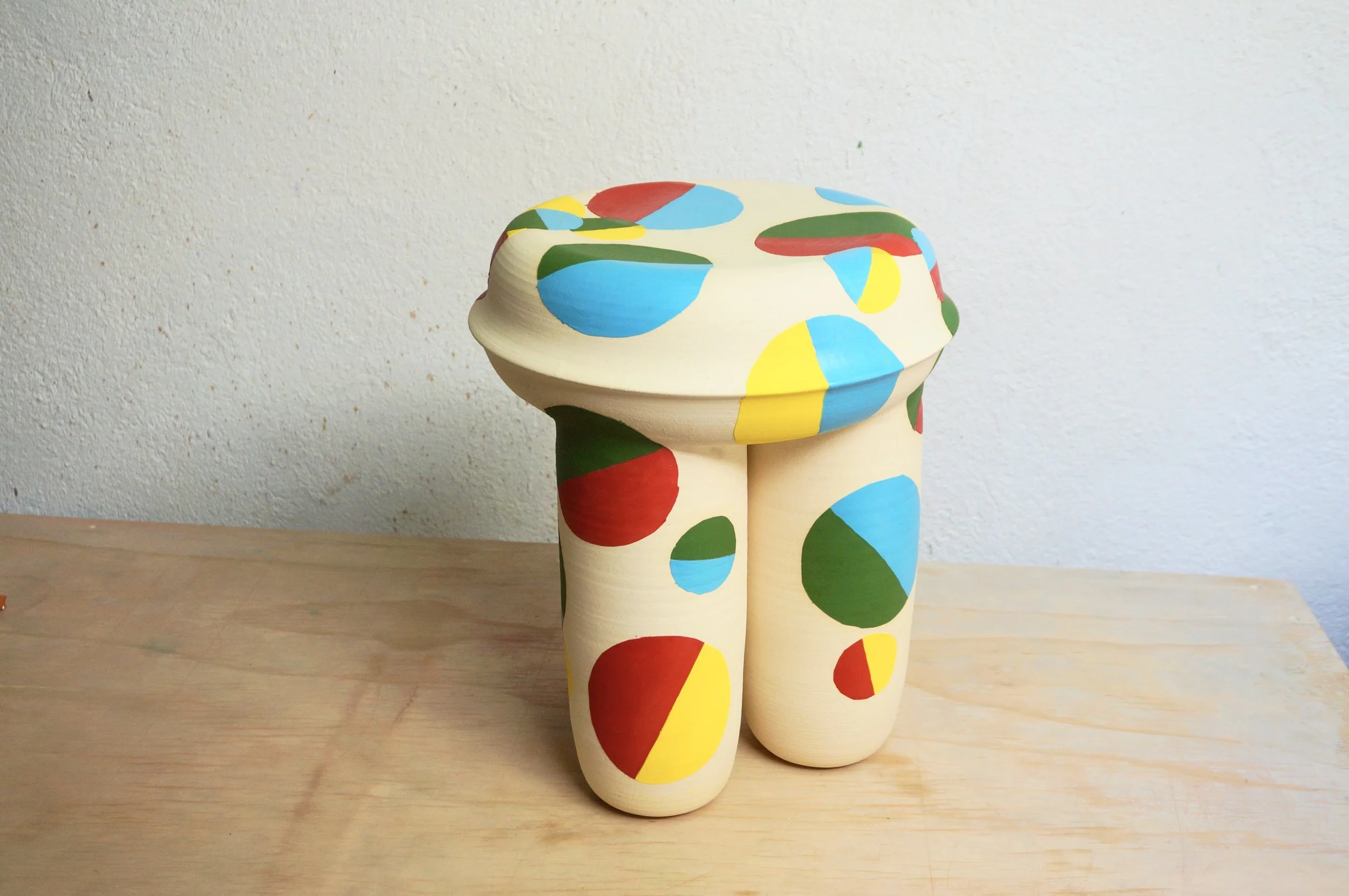 Half and Half Stoneware Stool