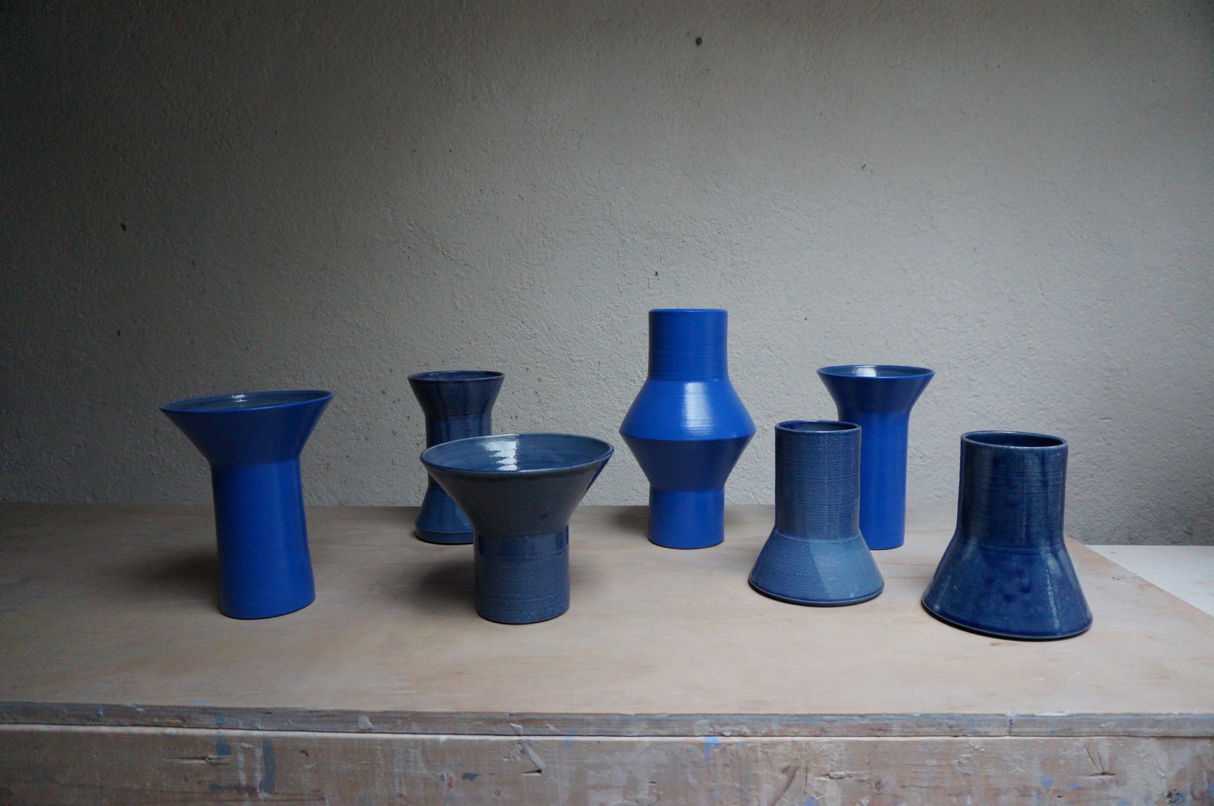 Blue Stoneware Vases