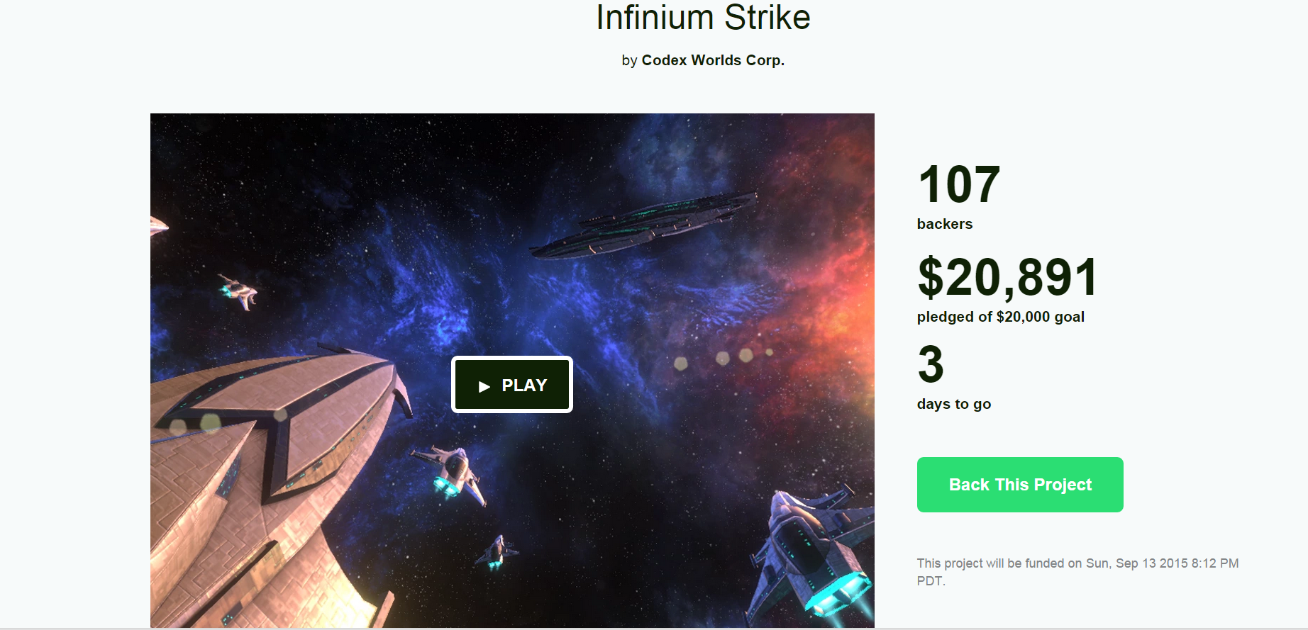  Kickstarter Campaign: Thursday, September 10.