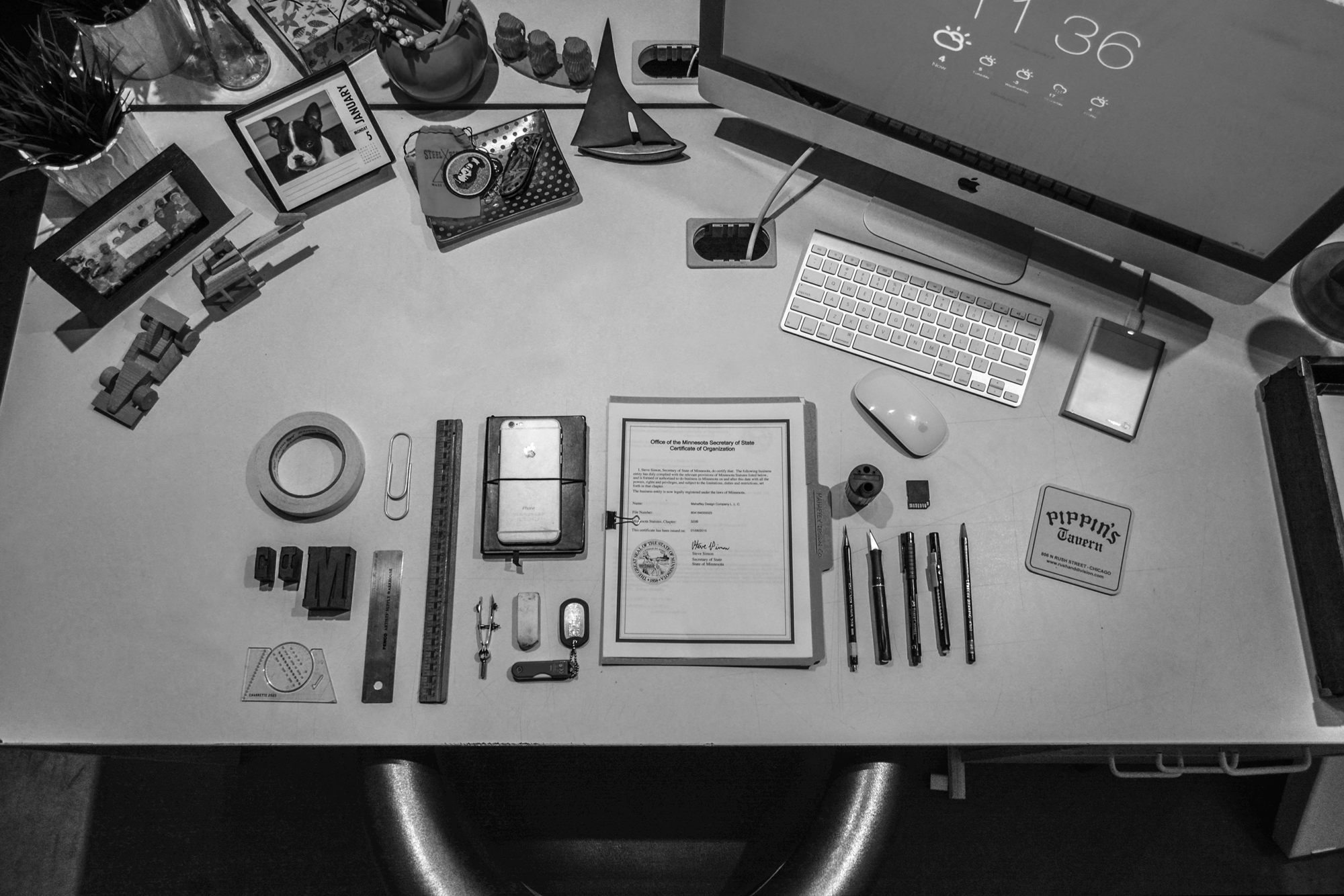 My workspace, filled with some of my favorite tools and trinkets. 