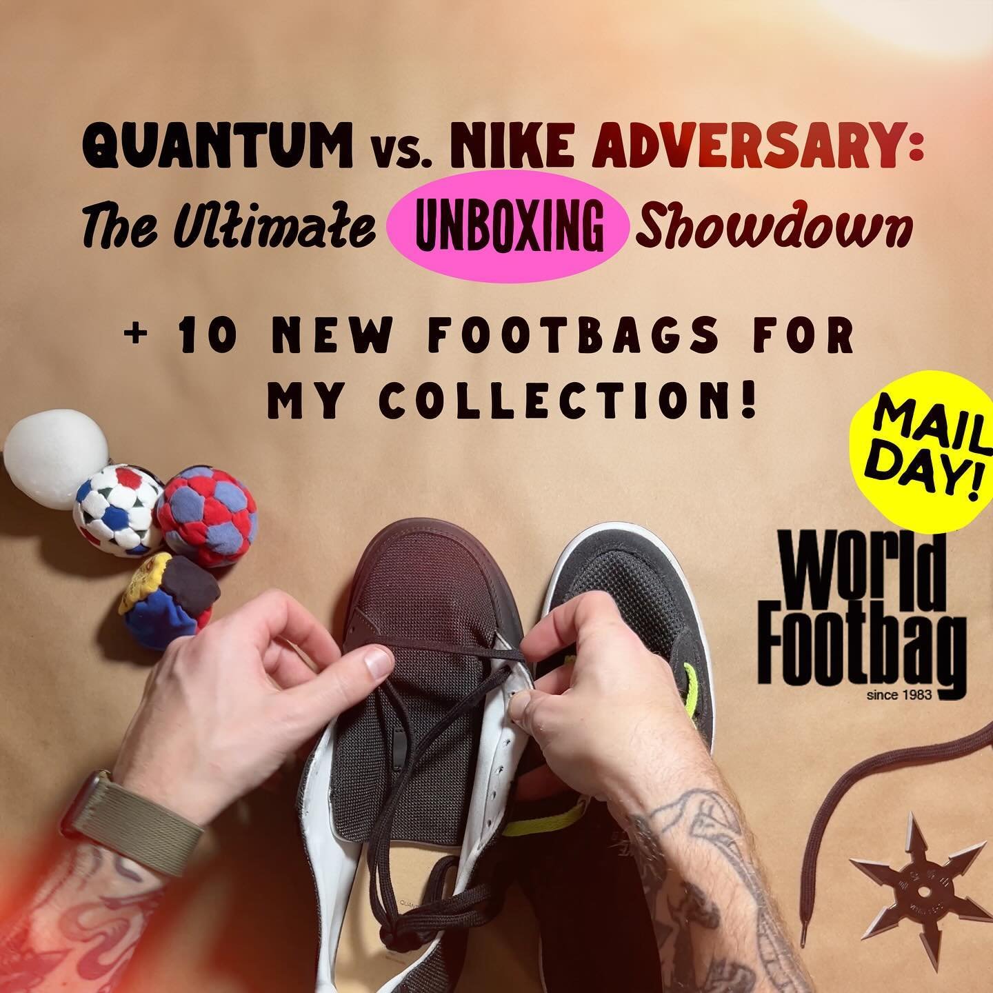 New Youtube video!! Get ready for an epic showdown as we unbox and compare two top contenders in the world of footbag shoes: the Quantum and the Nike Adversary! Side by side to show you up close the features, and style of these renowned models. But t