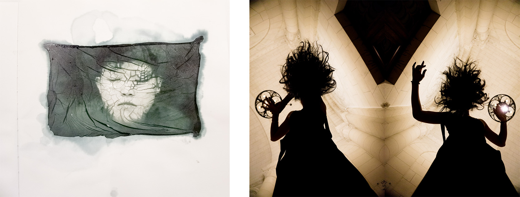 Left: Fan Xi, from the series "Portrait on Paper", 2013-2017 Right: Jing Wang, from the series "C-elle qui m'accompagne", 2012-2017