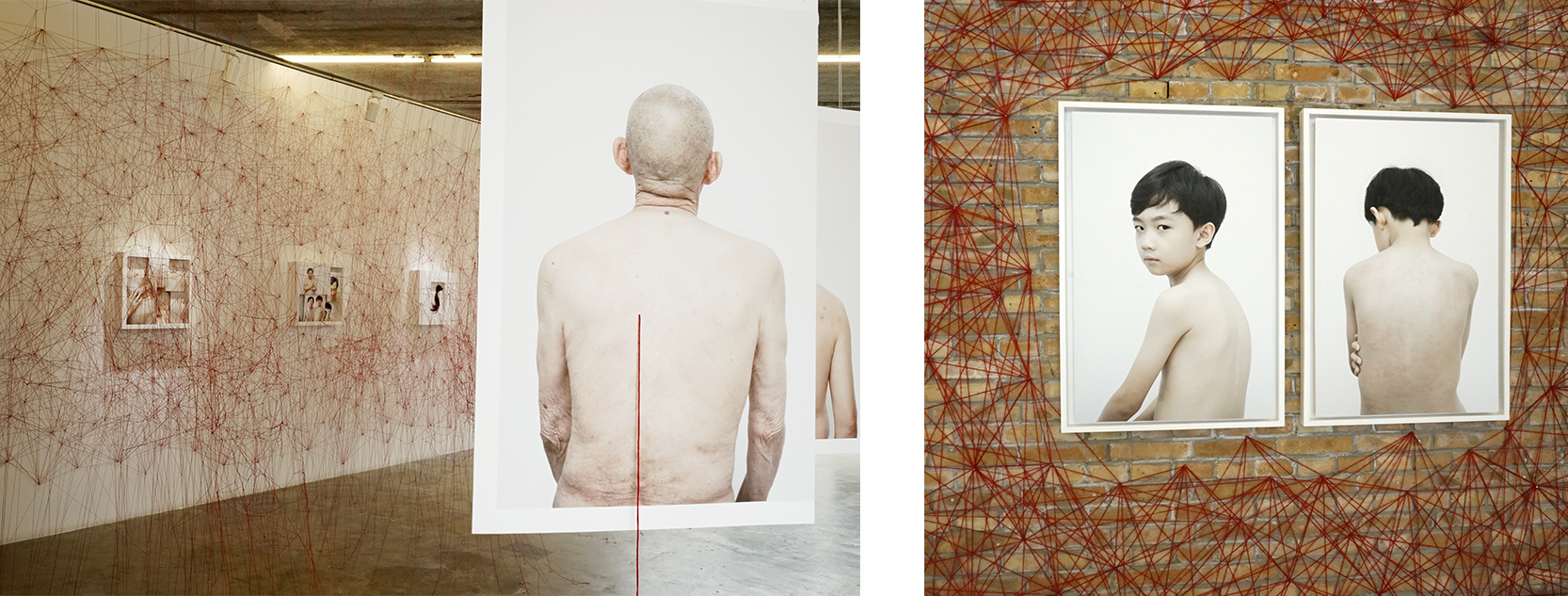 Left: Three Shadows Photography Art Centre exhibition view of Wang Jia's works Right; Wang Jia, Untitled, photograph