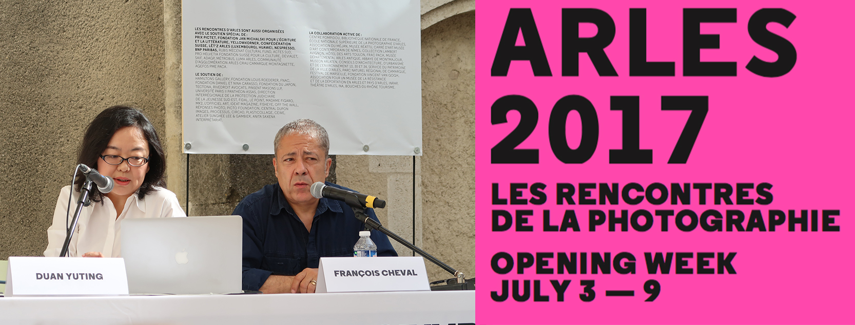 Duan Yuting and François Cheval speaking at the press conference on July 6, 2017