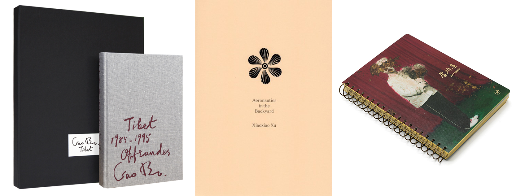 From left to right: Gao Bo's "Offrandes, Tibet 1985-1995" published in 2017 by Éditions Xavier Barral, Xiaoxiao Xu's "Aeronautics in the backyard” published in 2016 by Eriskay Connection, and Sun Yanchu’s “Ficcionnes” published un 2016 by Jiazazhi Press