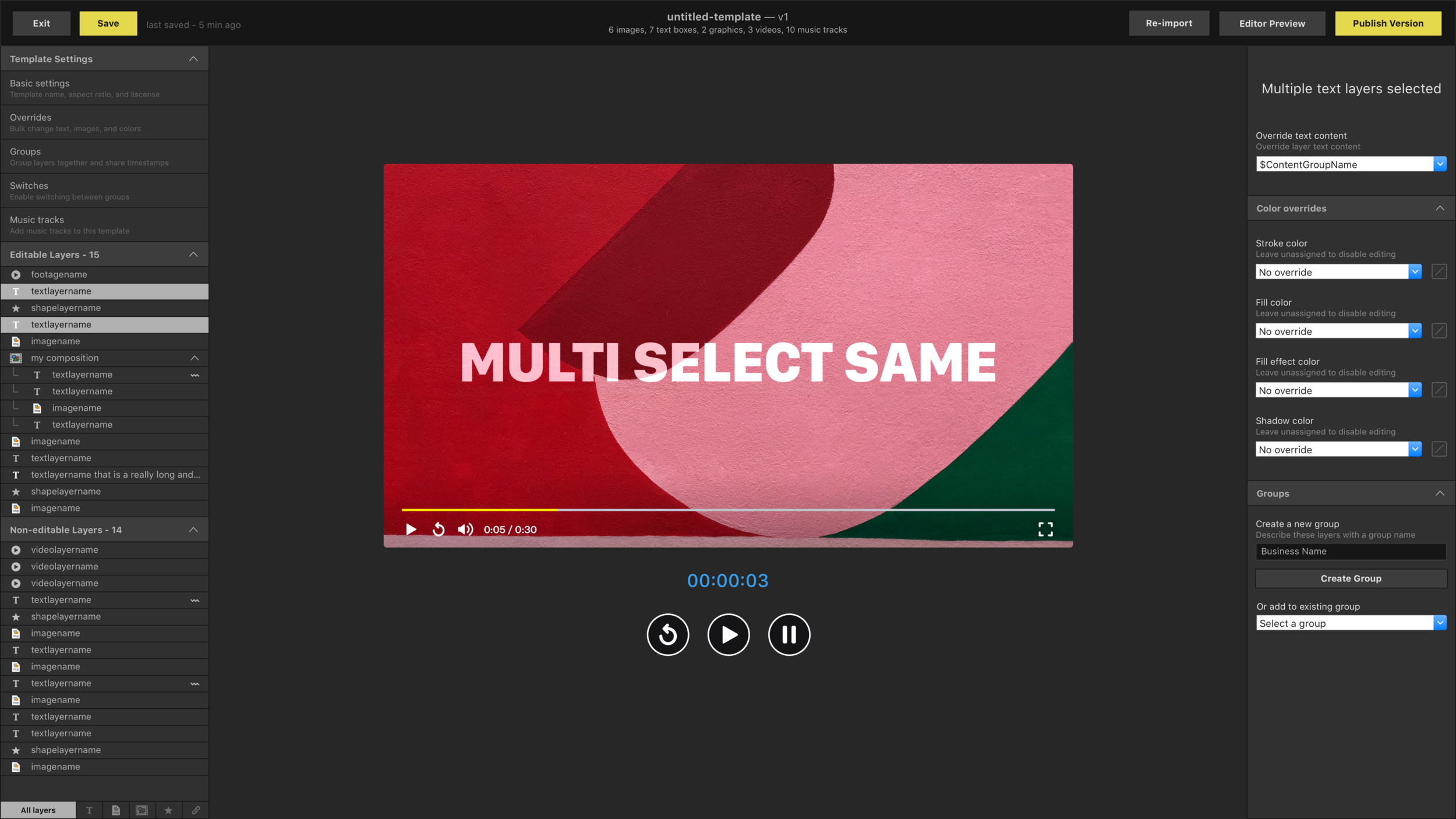 Selection — Multi-layer same type