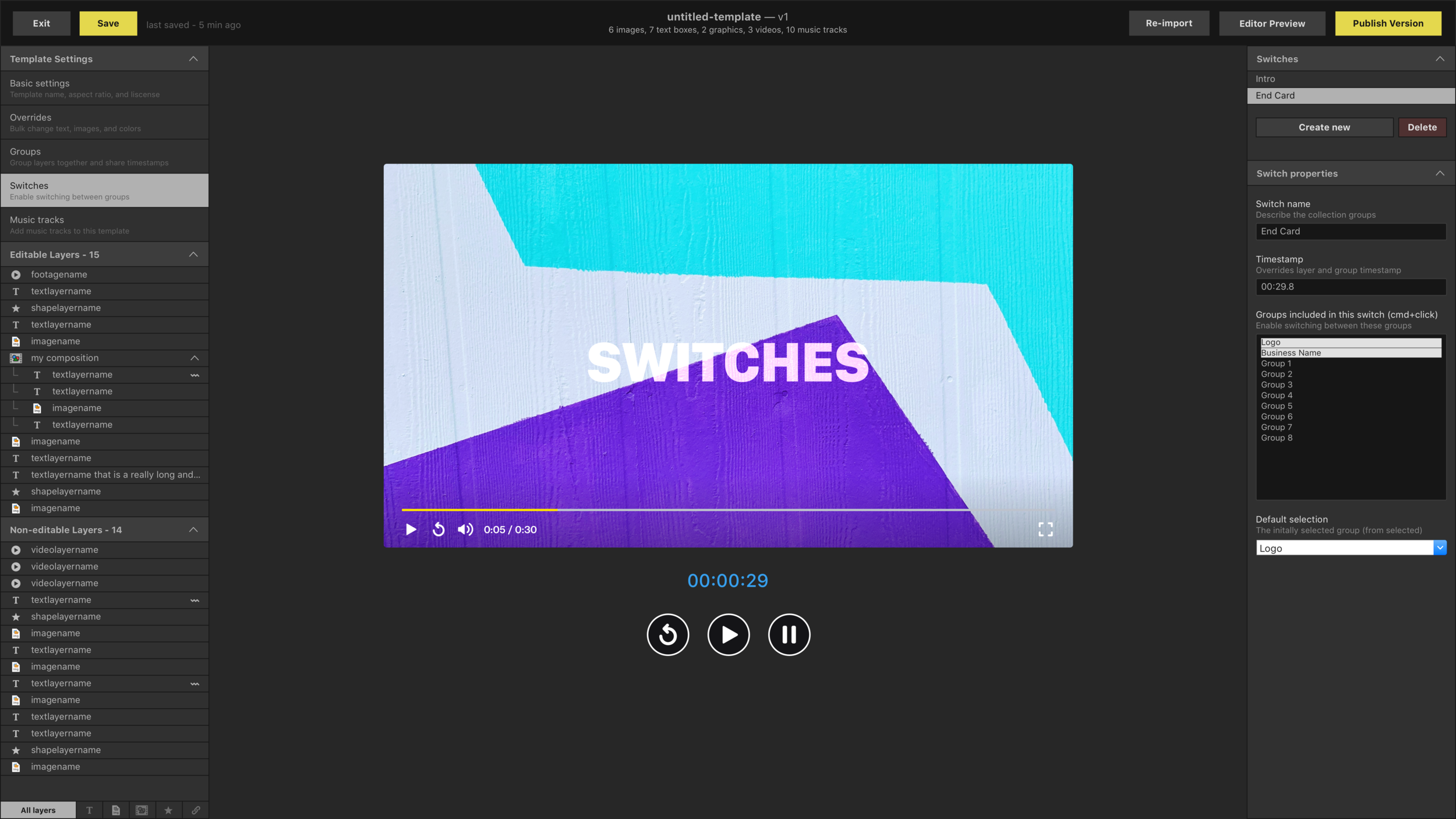 Settings — Switches