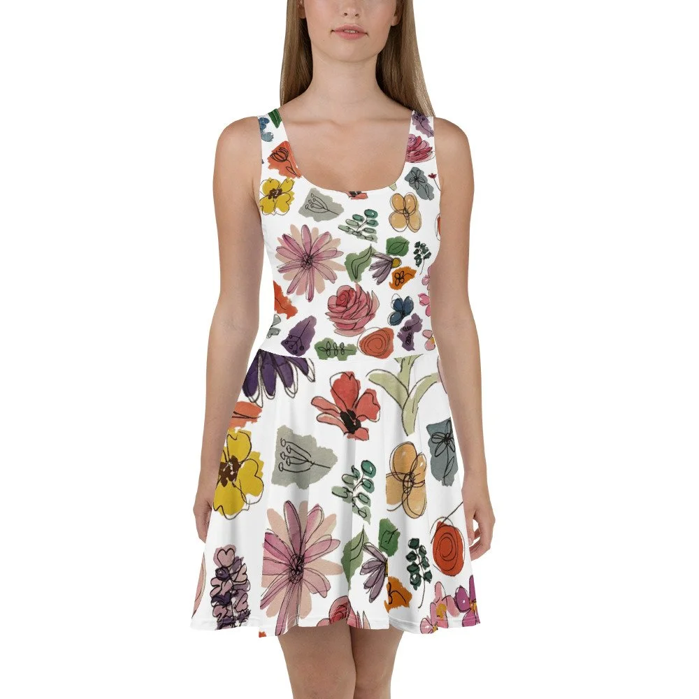 sachin and babi light blue dress Yumi Skater Dress with Puff Sleeves & Buckle Detail