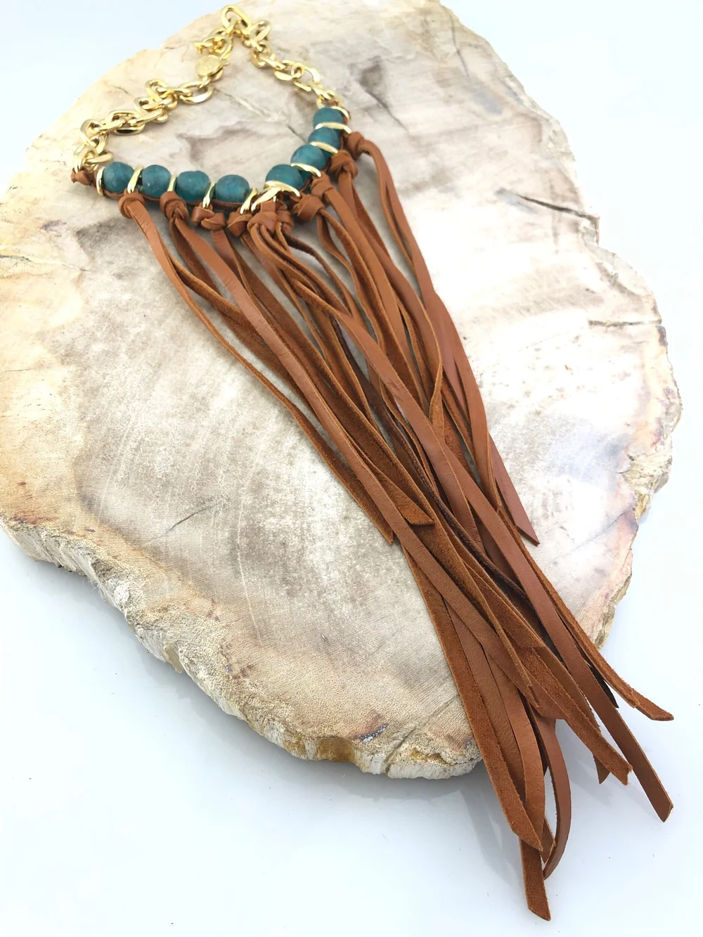 Femme' Woven Saddle Leather Tassel Necklace — Beltshazzar Jewels