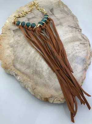 Femme' Woven Saddle Leather Tassel Necklace — Beltshazzar Jewels