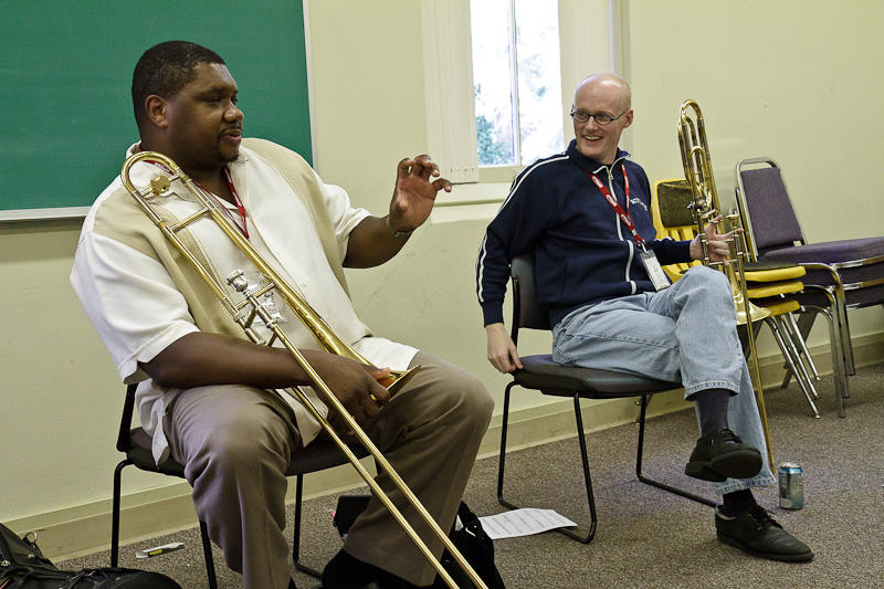 Giving a trombone clinic with Wycliffe Gordon at Centrum's Jazz Port Townsend 2010
