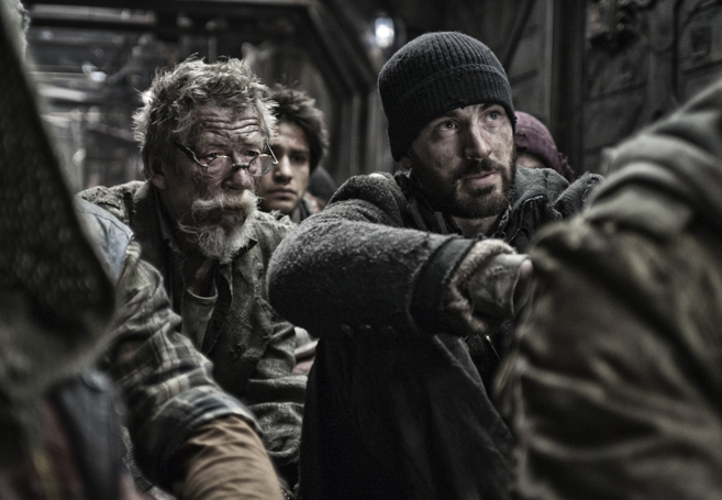 John Hurt and Chris Evans discussing their next move