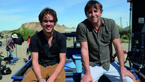 Ellar Coltrane (left) and Richard Linklater (right) on the set of Boyhood