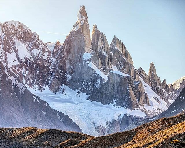 From the 2018 trip archives: Cerro Torre near El Chalten, Argentina..
.
Cerro Torre looks like it is straight out of someone's wild and untethered imagination; a juggernaut of vertical and overhanging granite and ice where only a few brave men have e