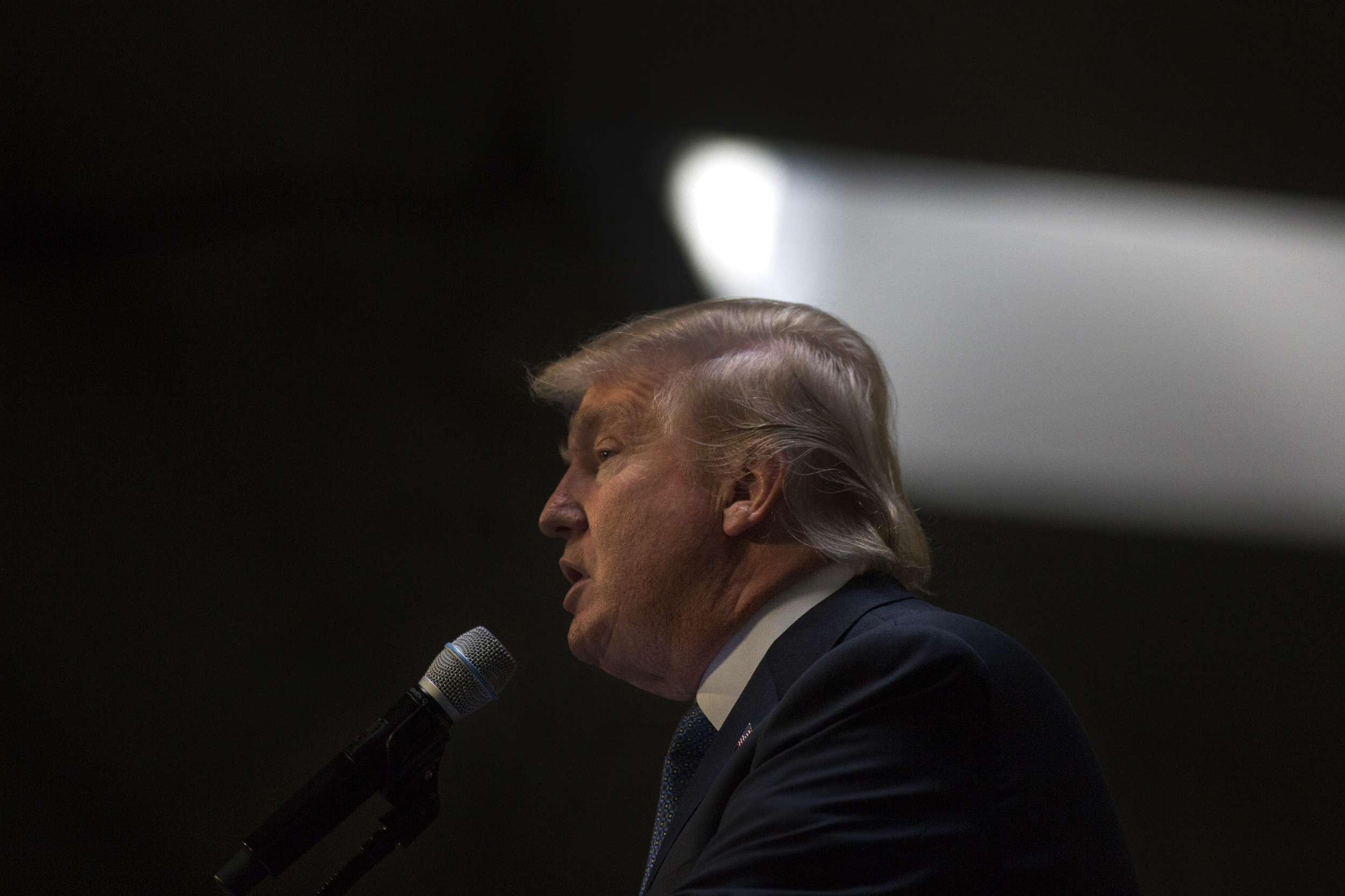 Presidential Candidate Donald Trump speaks at the No Labels Problem Solver Convention where eight Presidential candidates, along with national political business and entertainment leaders address nearly 2,000 No Labels members – including many undeclared New Hampshire voters – at this historic, bipartisan event in Manchester, NH.