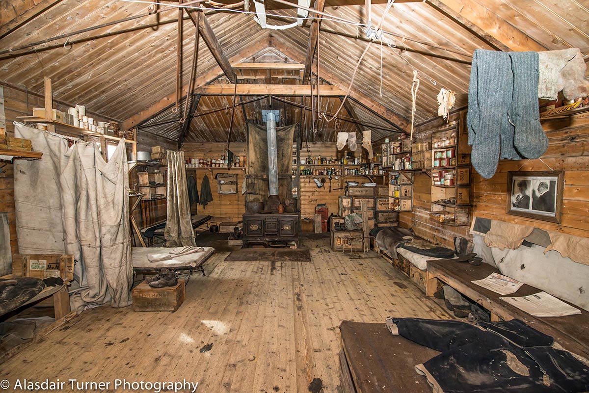  The inside of the Nimrod hut. 