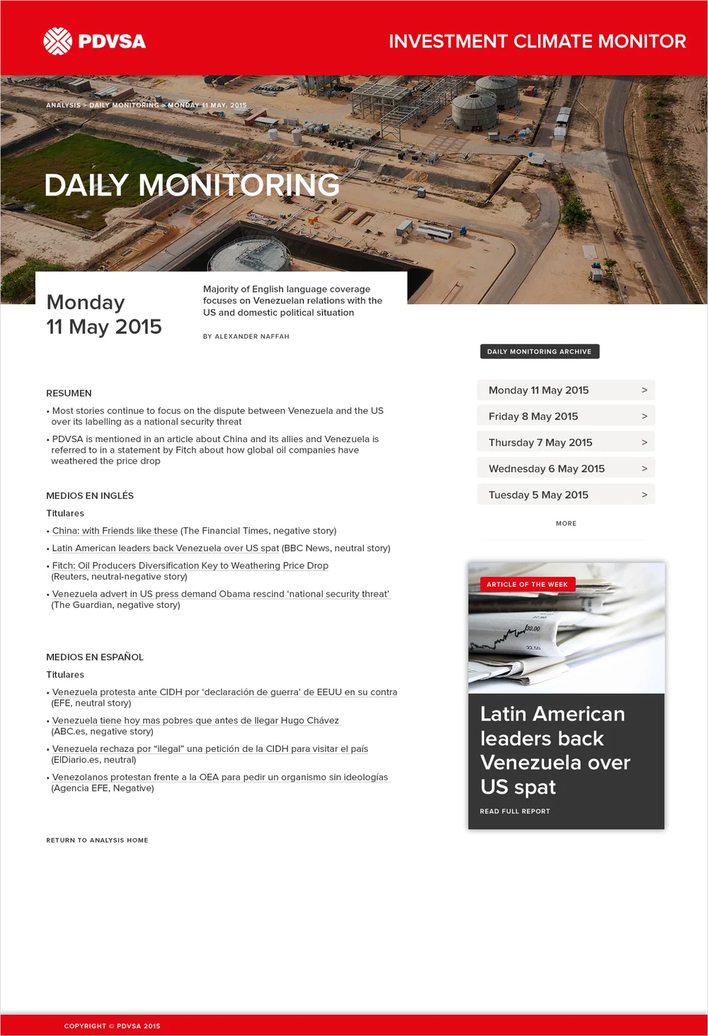 Daily media monitoring