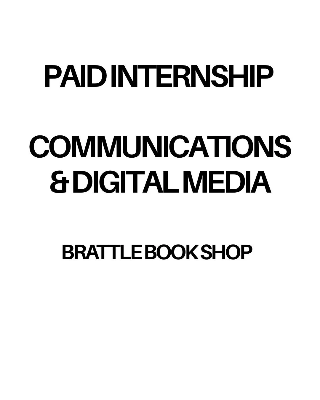 We are hiring a Communications and Digital Media Intern! This is an exciting opportunity to help tell the story of a historic cultural institution while gaining hands on experience in social media, podcast clips, website, print, and analytics. 📚Who 