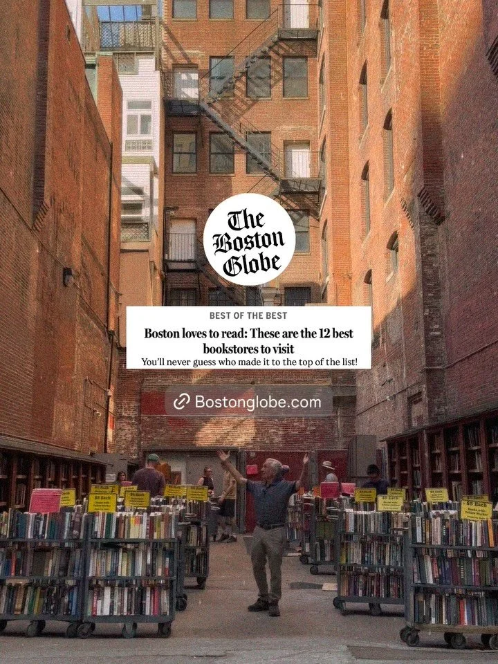 We are very proud to have our name at the top of Boston Globe&rsquo;s list of the 12 Best Bookstores in Boston in yesterday&rsquo;s Article! 

It warms our hearts to see how much people love our shop, and we want our customers to know how much we lov