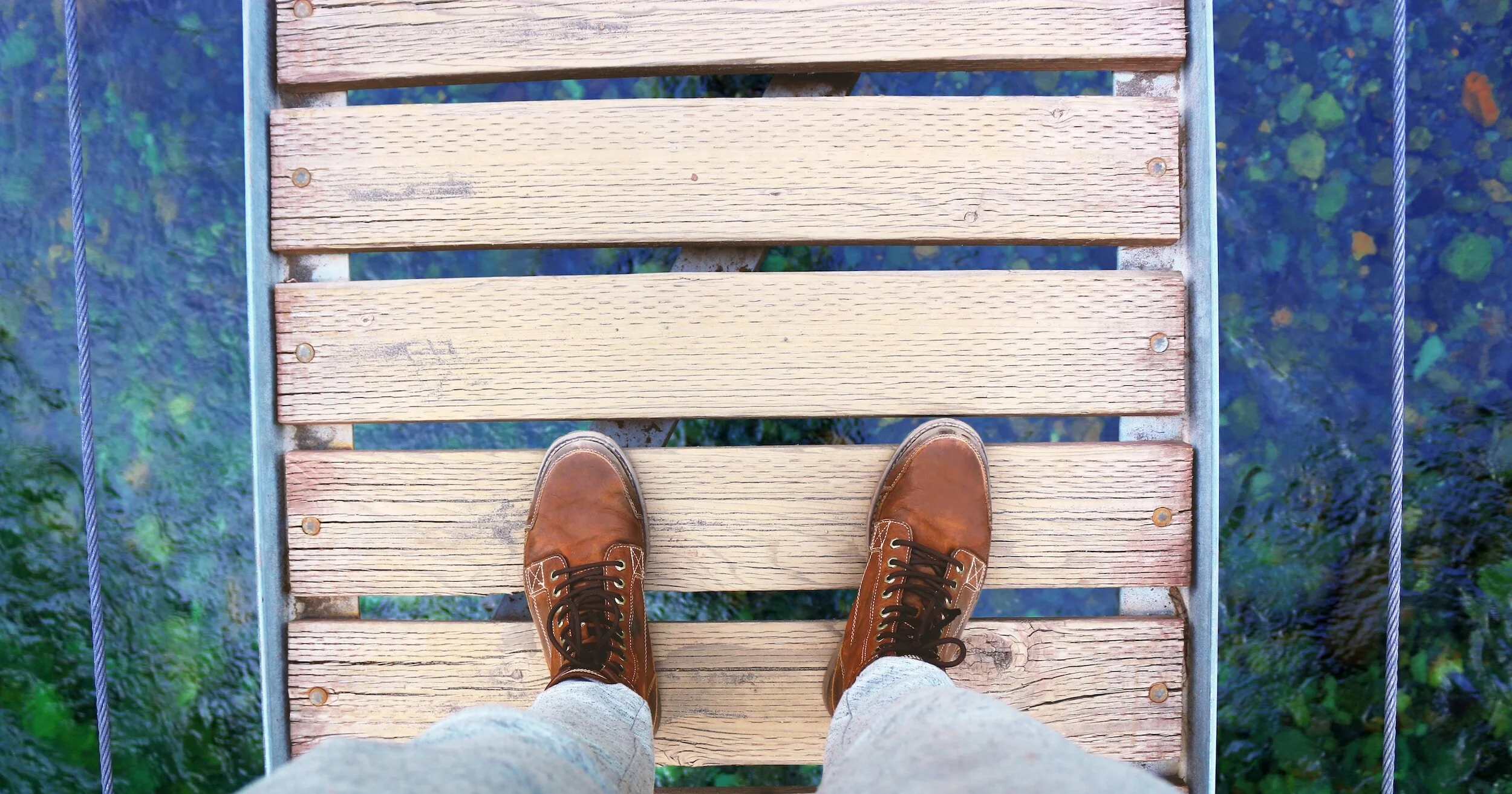 DBT STOP Skill: Closeup photo of two feet -- "Start Where You Are."