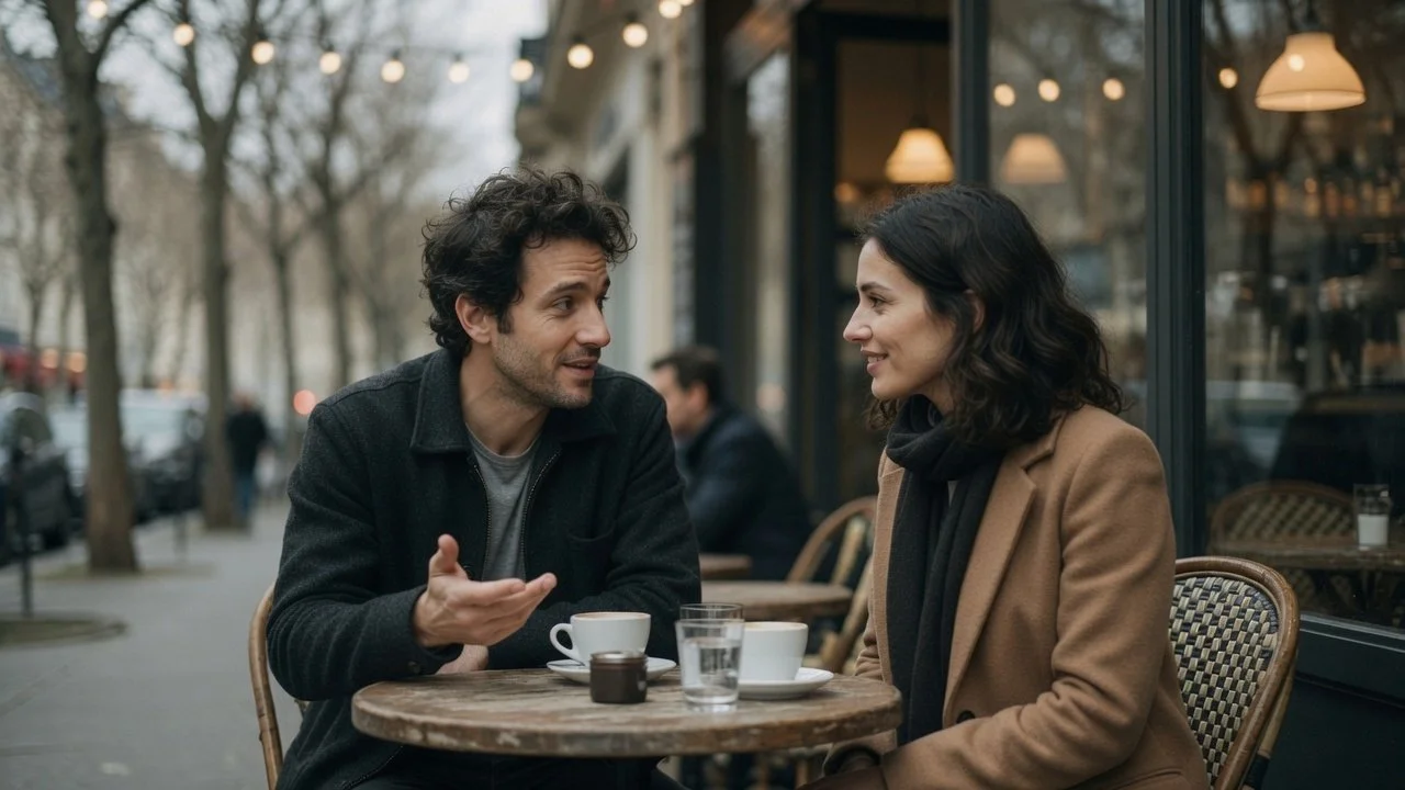 Cognitive Reappraisal Strategies for Emotional Regulation: Two friends chat at an outdoor cafe