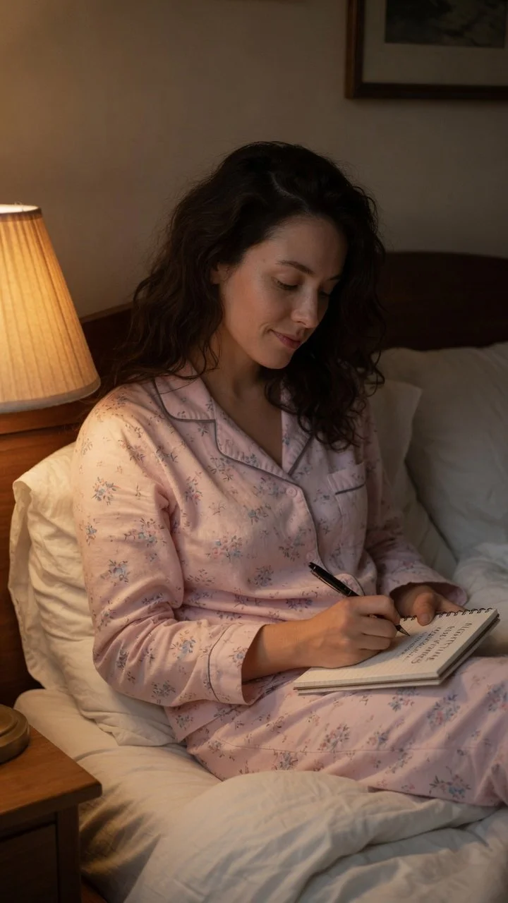 edside notepad for capturing nighttime worries before sleep