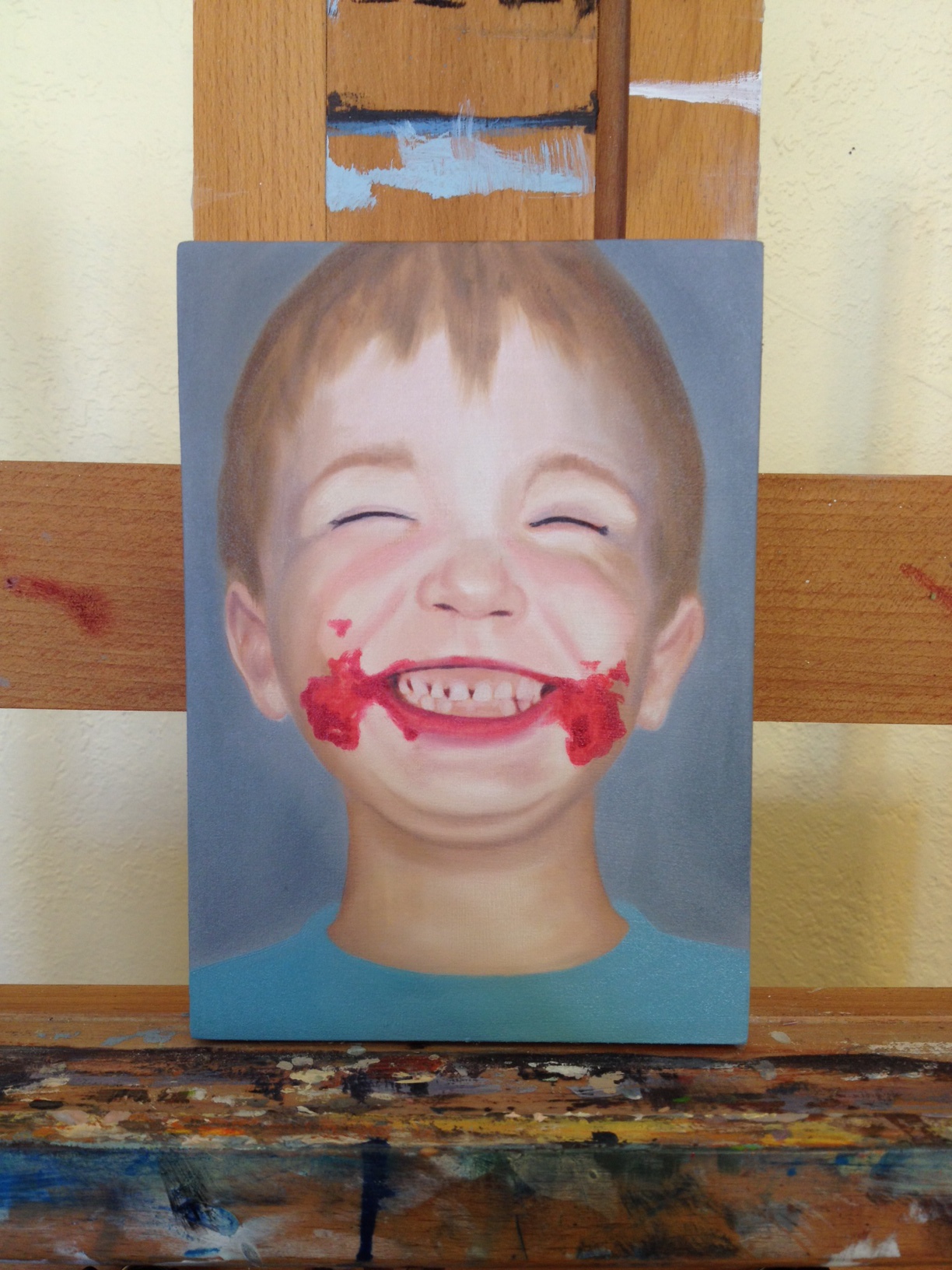 The first layer on a portrait of the son of my favorite former teacher.