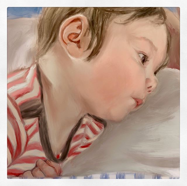 It&rsquo;s been a while since I posted...in the meantime, I made this little guy, and now a (digital) painting of him in preparation for an oil portrait ☺️ Hugo is 4 months old &amp; the happiest kiddo. He&rsquo;s taking up most of my making time at 