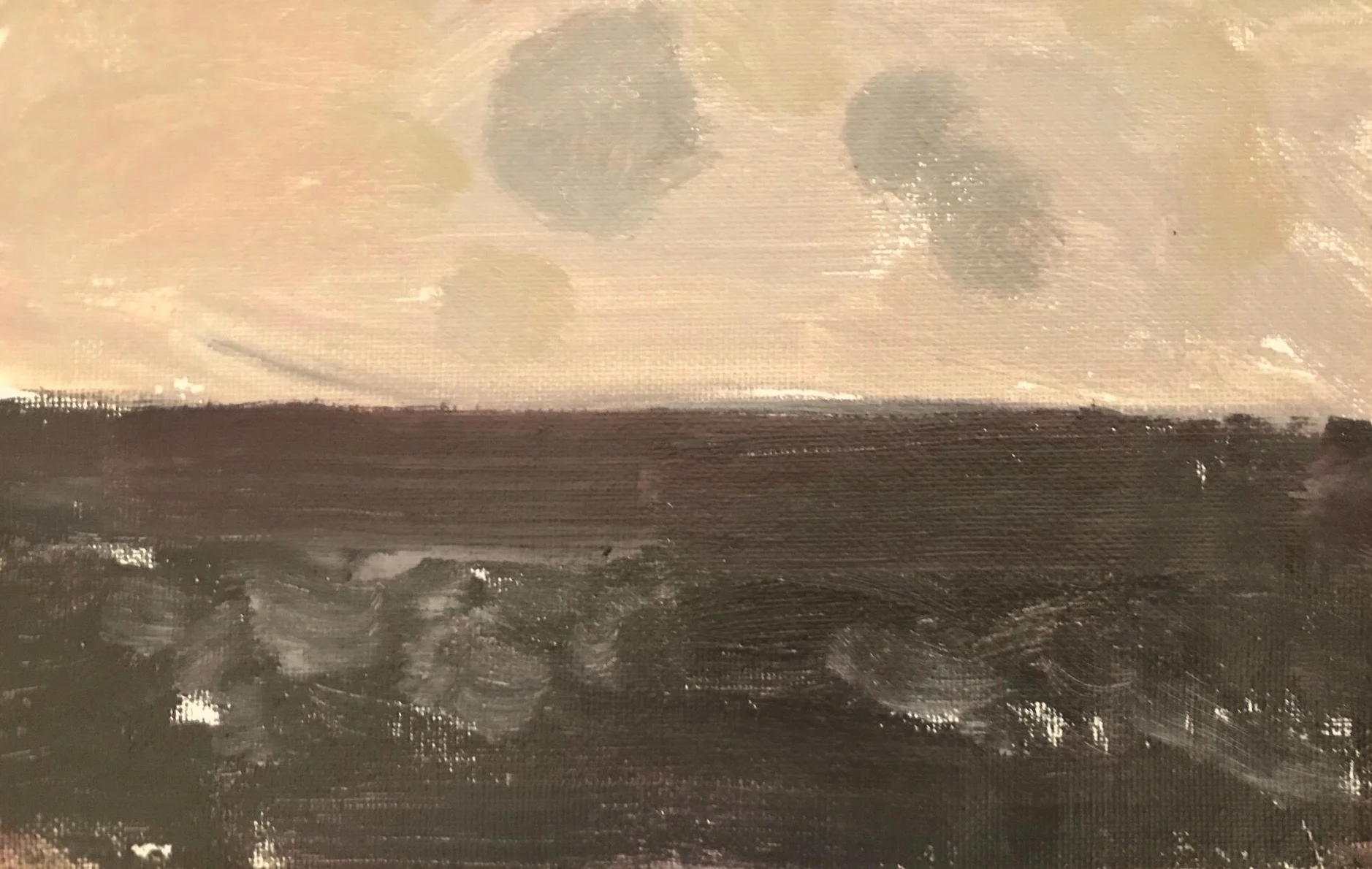 Evening Prayer Brunswick Heads 14 December 2017, oil on canvas board, 27 X 21 cm