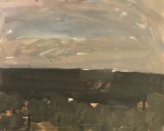 Evening Prayer Brunswick Heads 17 December 2017, oil on canvas board, 30 X 25 cm