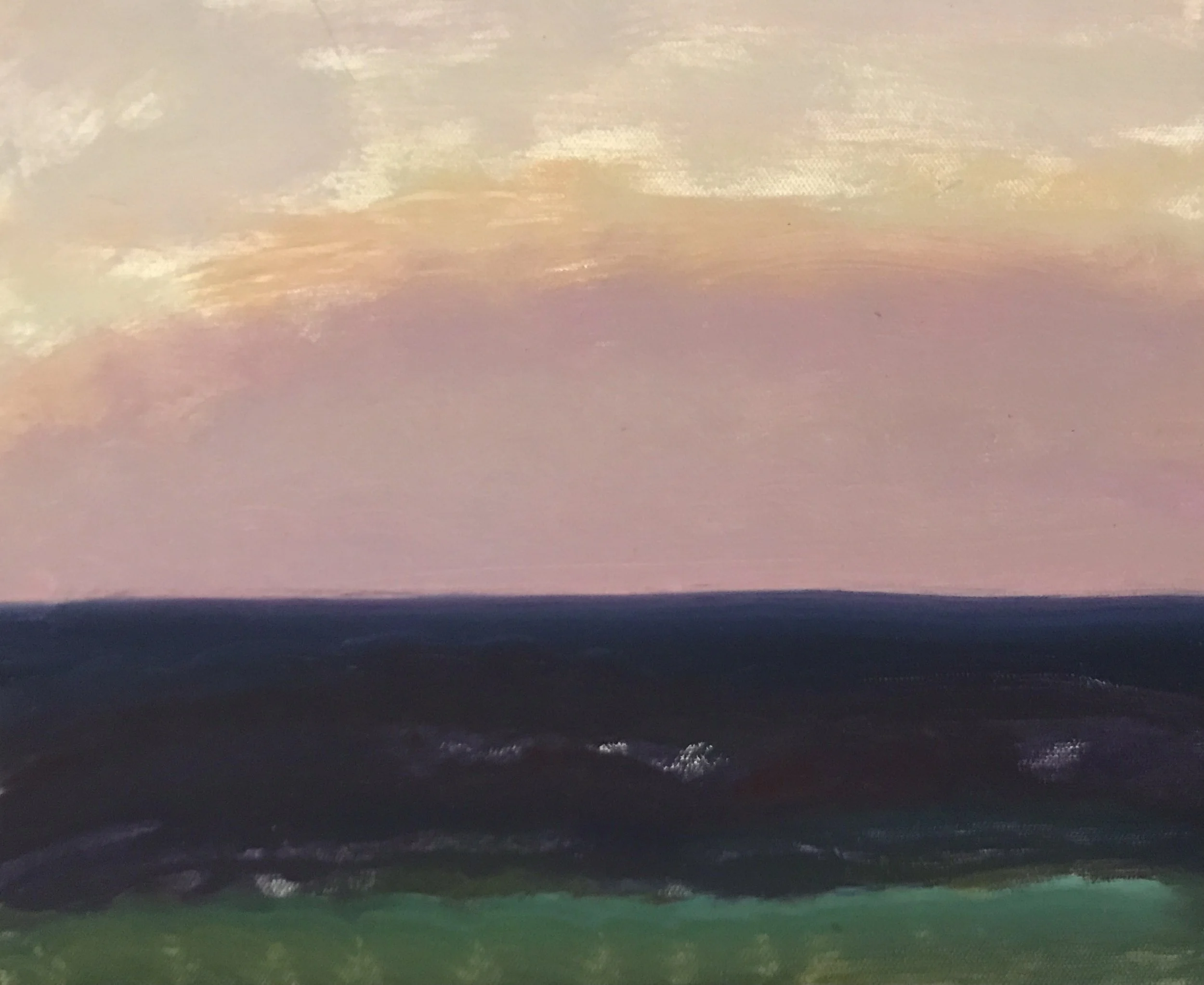 Evening Prayer Brunswick Heads 19 November  2022, oil on canvas board 30 X 25 cm