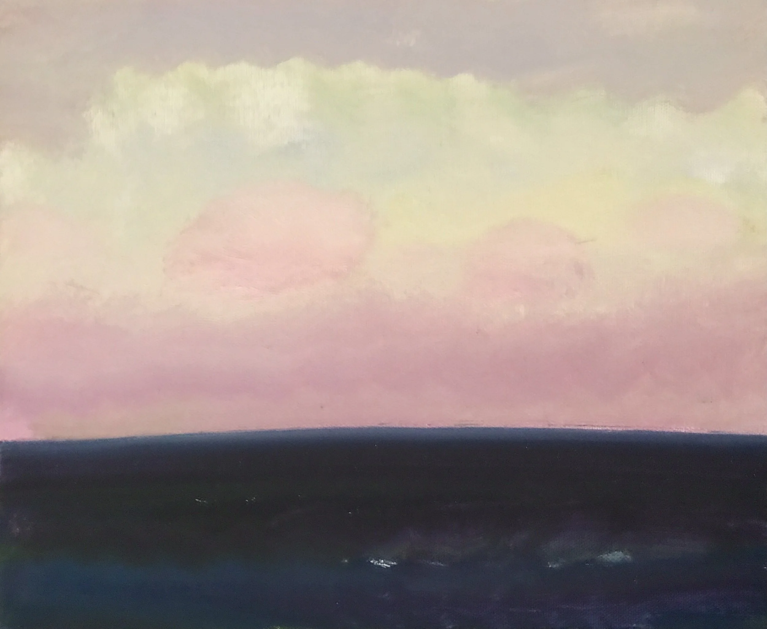 Evening Prayer Brunswick Heads 29 December 2022, oil on canvas board 25 X 20 cm 