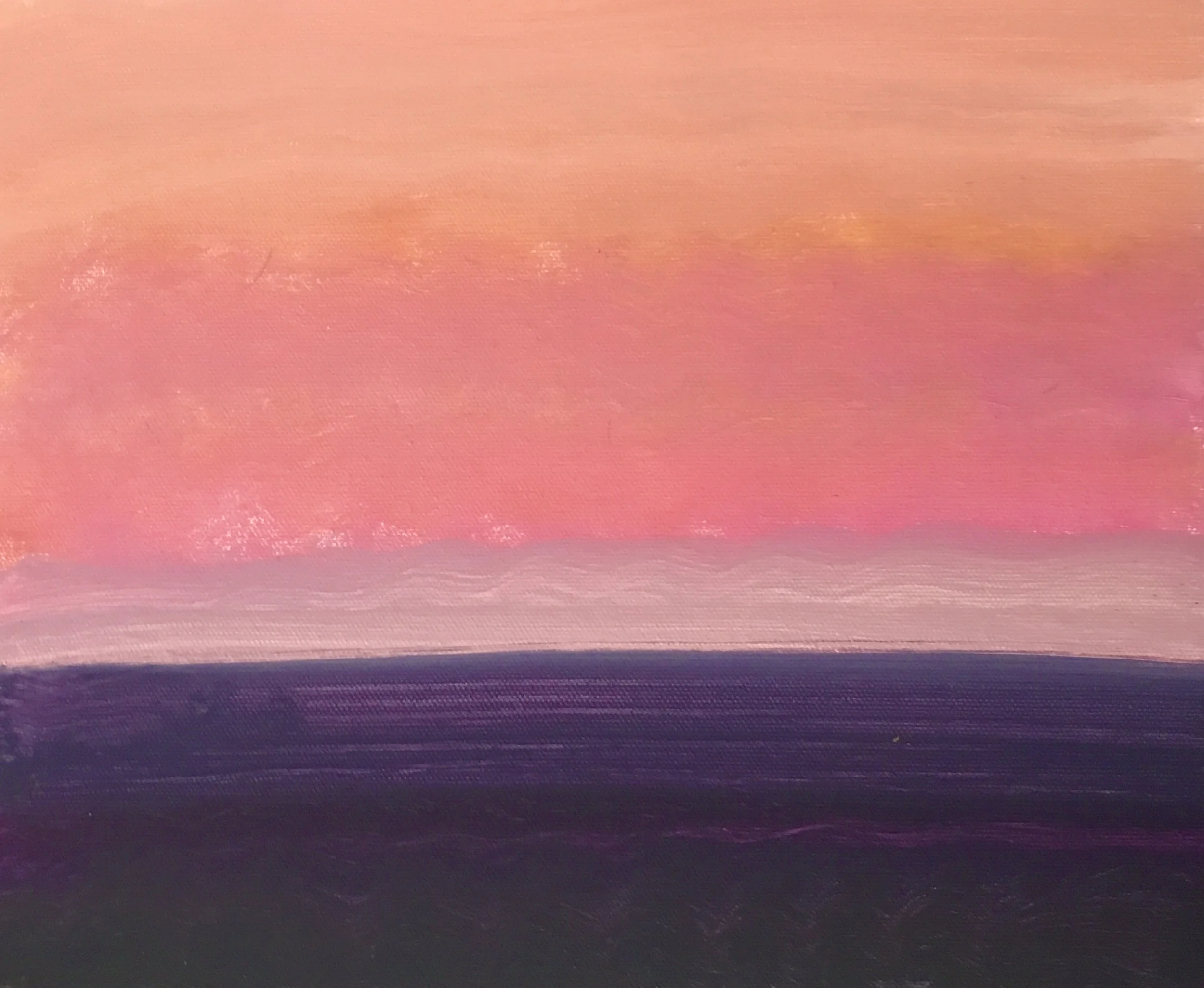 Evening Prayer Brunswick Heads 24 August #3 2022, oil on canvas board 30 X 25 cm