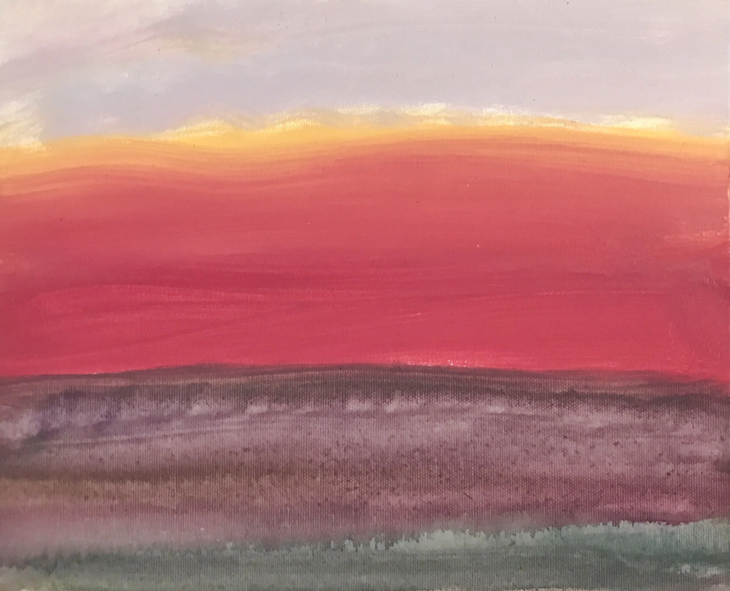 Evening Prayer Brunswick Heads 24 June 2022, oil on canvas board 30 X 25 cm