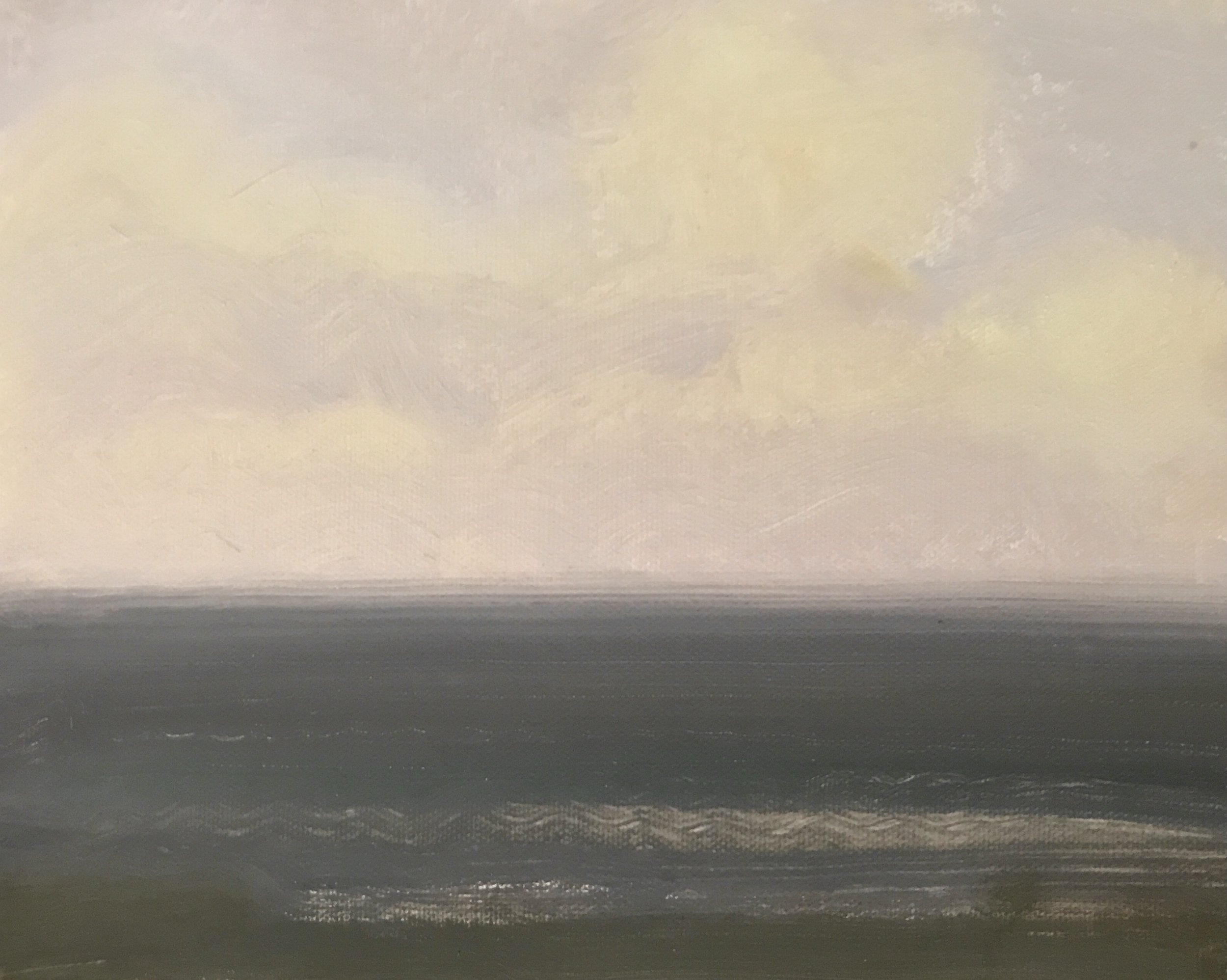 Evening Prayer Brunswick Heads #2 8 march 2022, oil on canvas board 25 X 20 cm