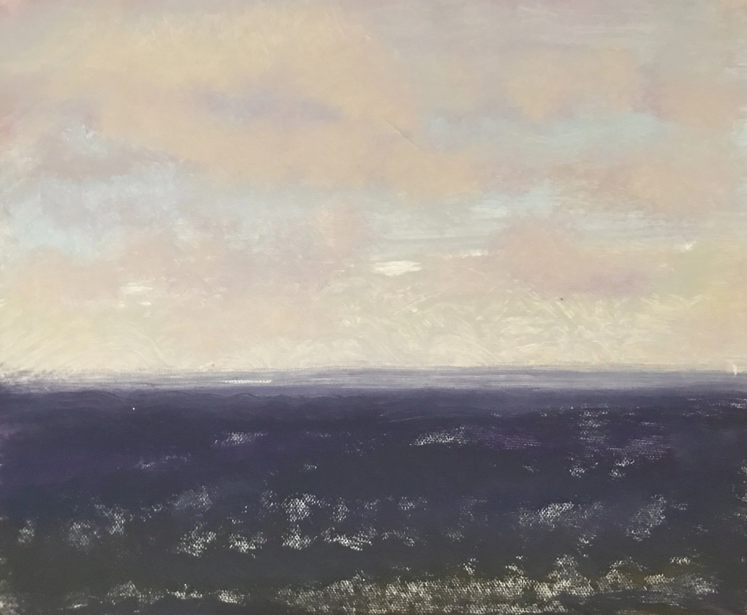 Evening Prayer Brunswick Heads, 9 February 2022, oil on canvas board, 30 X 25 cm