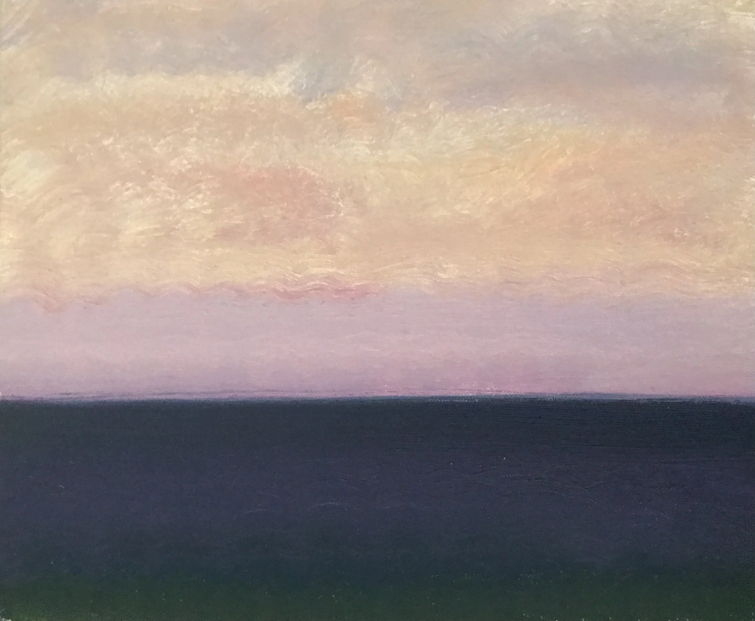 Evening Prayer Brunswick Heads, 28 January2022, oil on canvas board, 30 X 25 cm