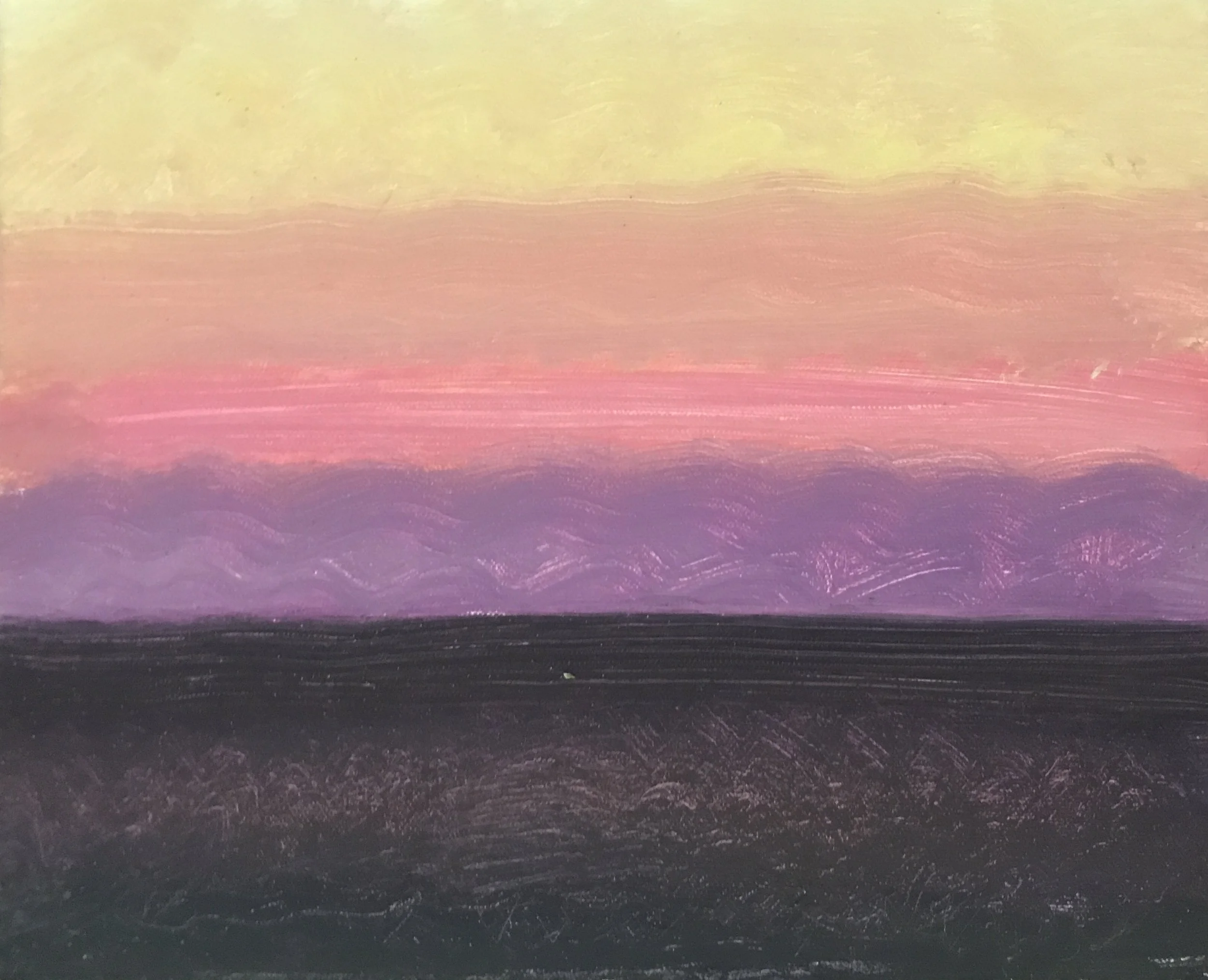 Evening Prayer Brunswick Heads, 10 December 2021, oil on canvas board, 30 X 25 cm