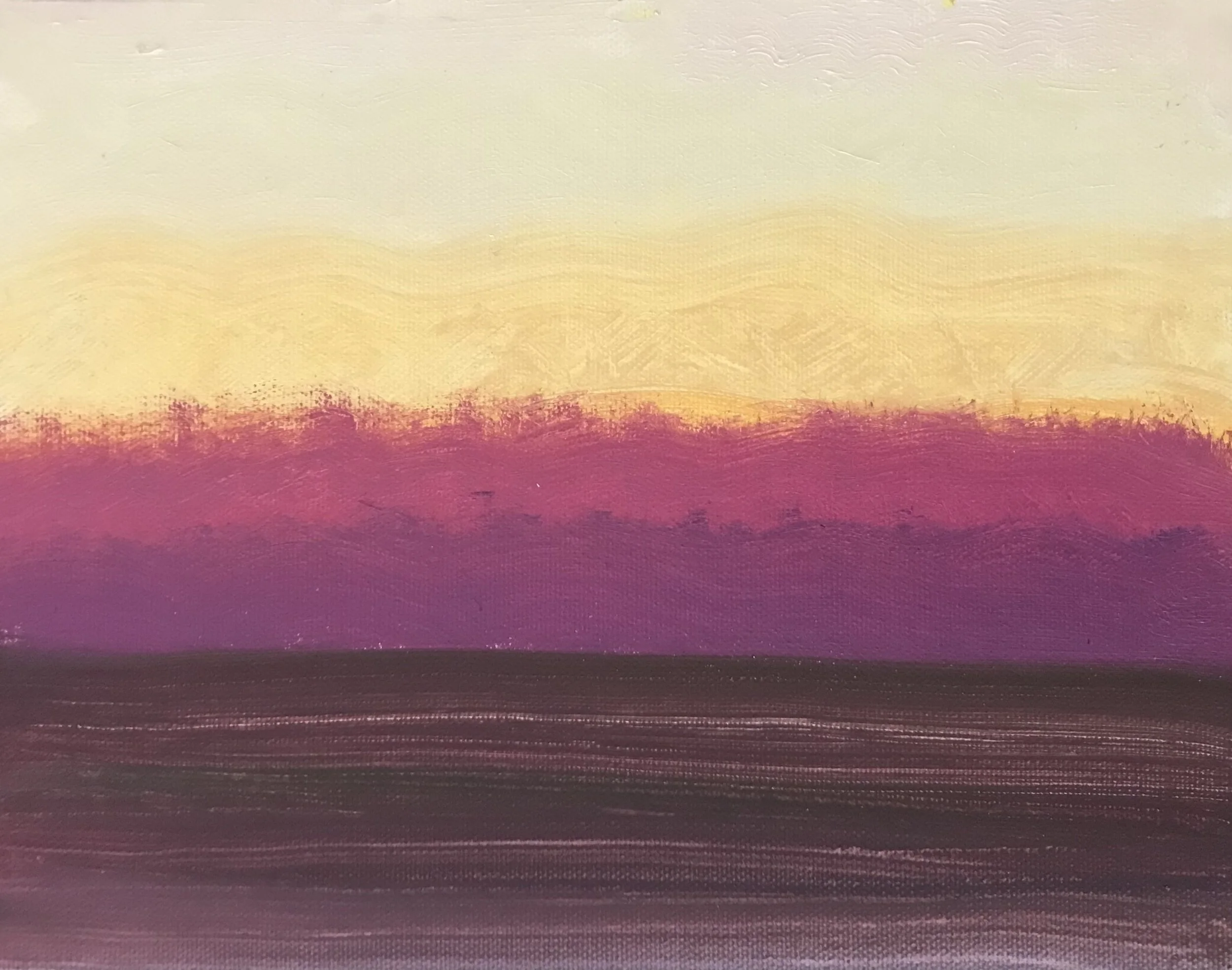 Evening Prayer Brunswick Heads, #5 5 October 2021, oil on canvas board, 30 X 25 cm