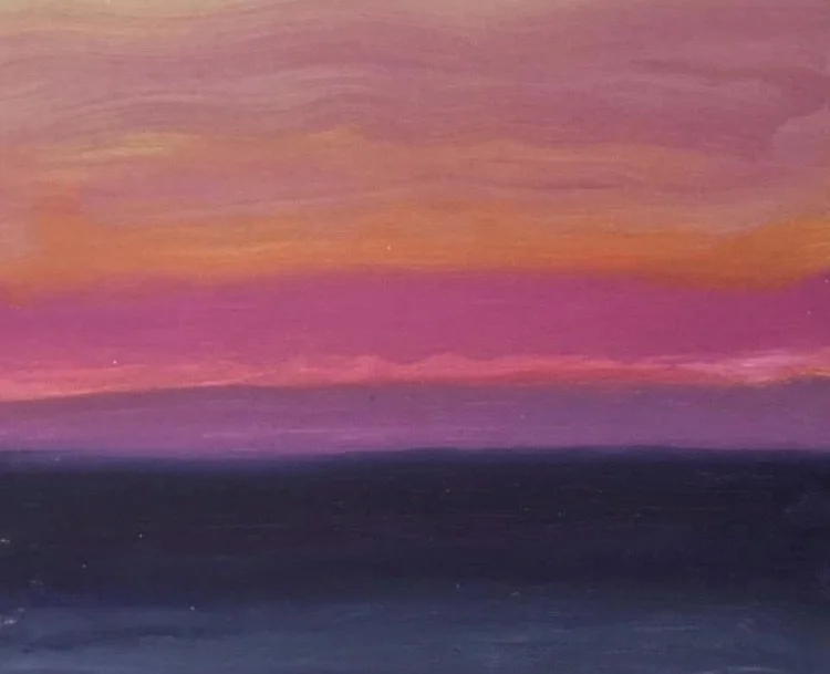 Evening Prayer Brunswick Heads, September 27 2021, oil on canvas board, 30 X 25 cm