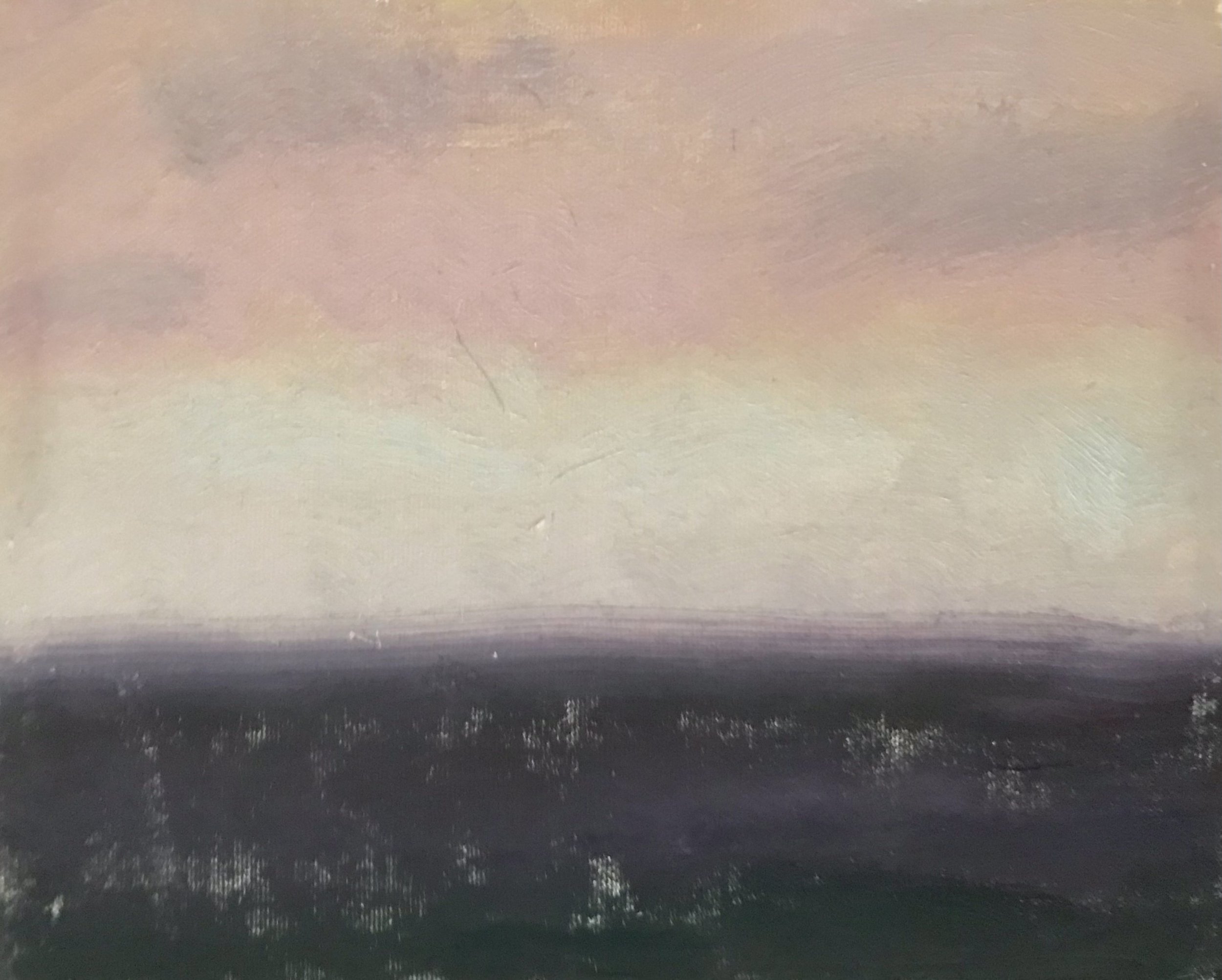 Evening Prayer Brunswick Heads, 20 September 2021, oil on canvas board, 30 X 25 c